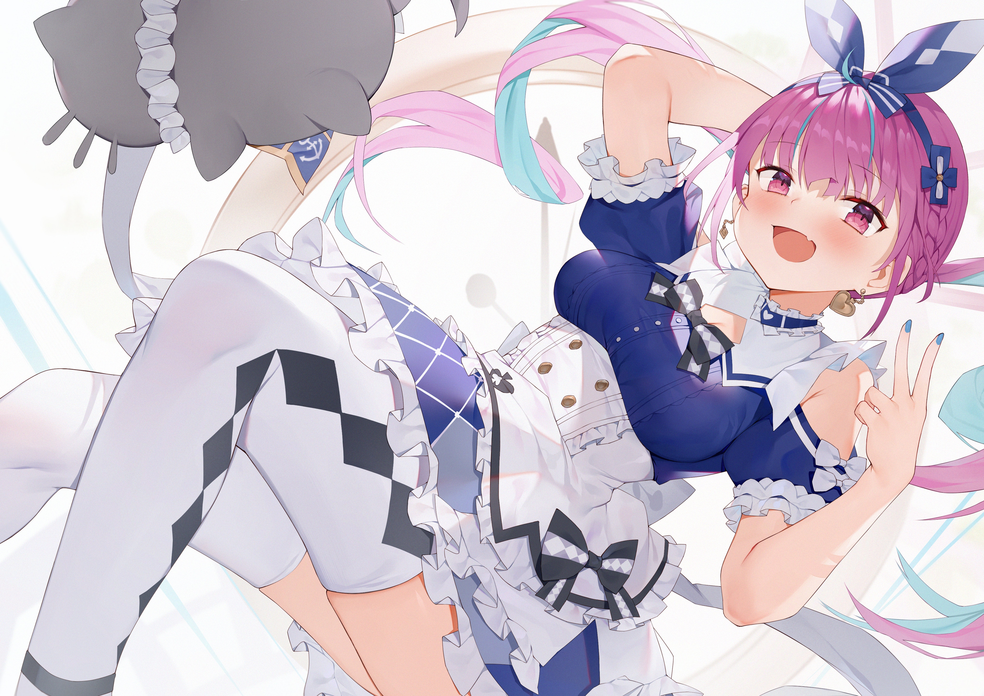 Minato Aqua in Maid Outfit with Pink Hair HD Wallpaper