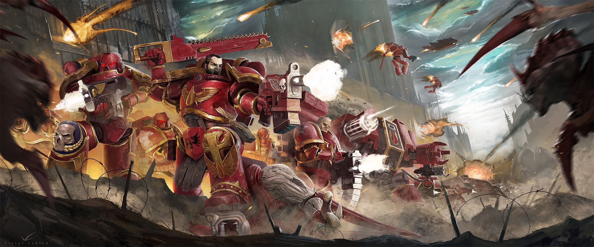 Warhammer 40,000 Blood Angels in Battle HD Wallpaper