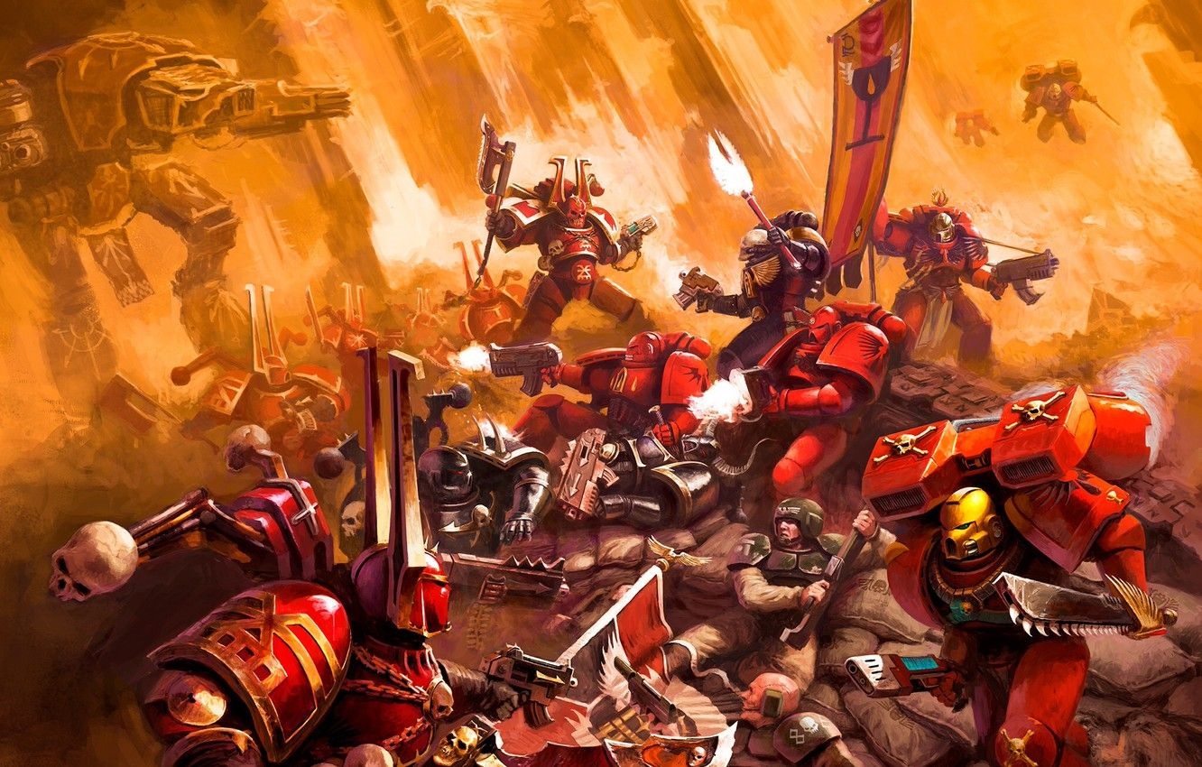 Warhammer 40,000 Blood Angels vs Khorne Chaos Space Marines HD Wallpaper