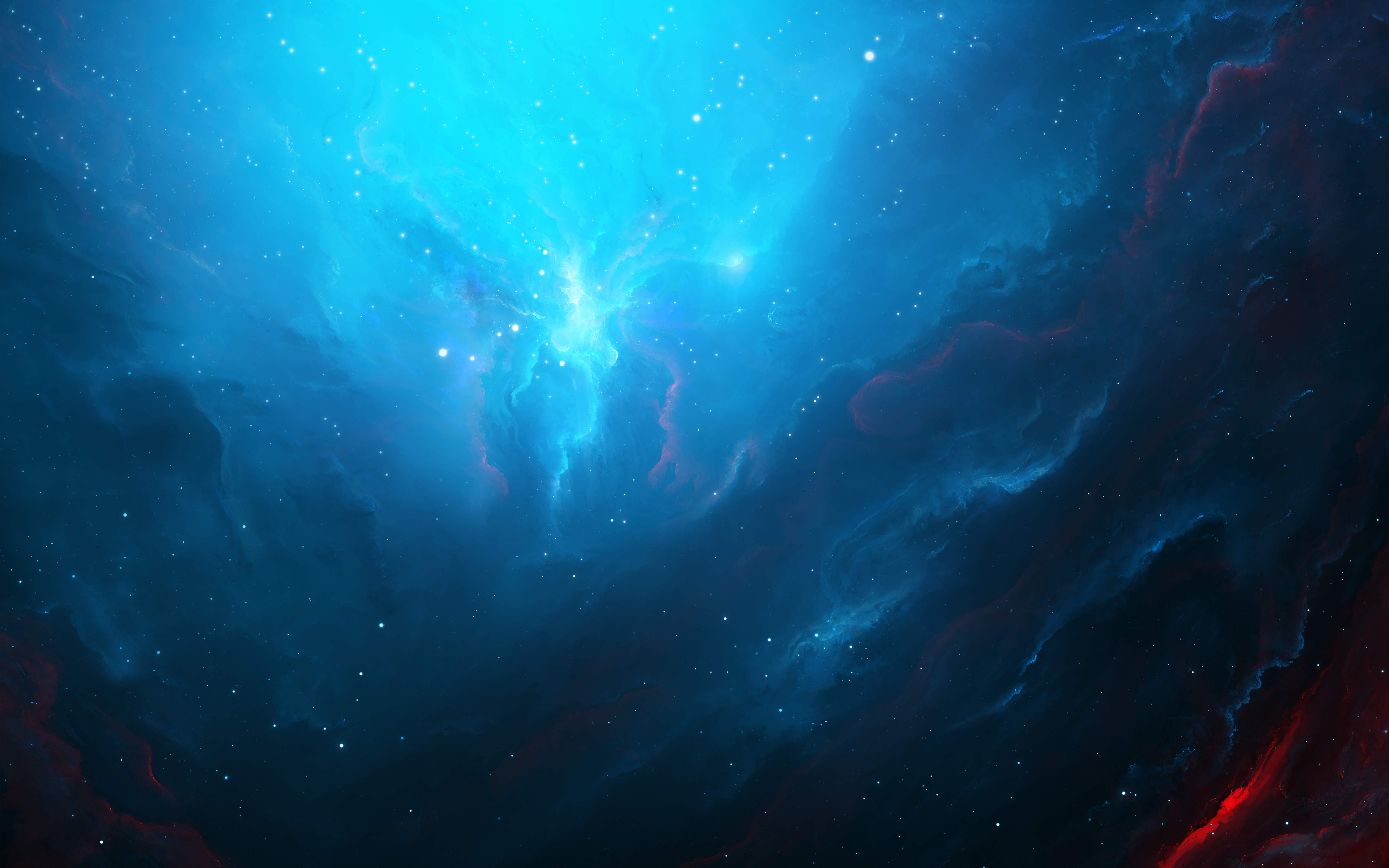 4K Nebula with Stars and Red Hues HD Wallpaper