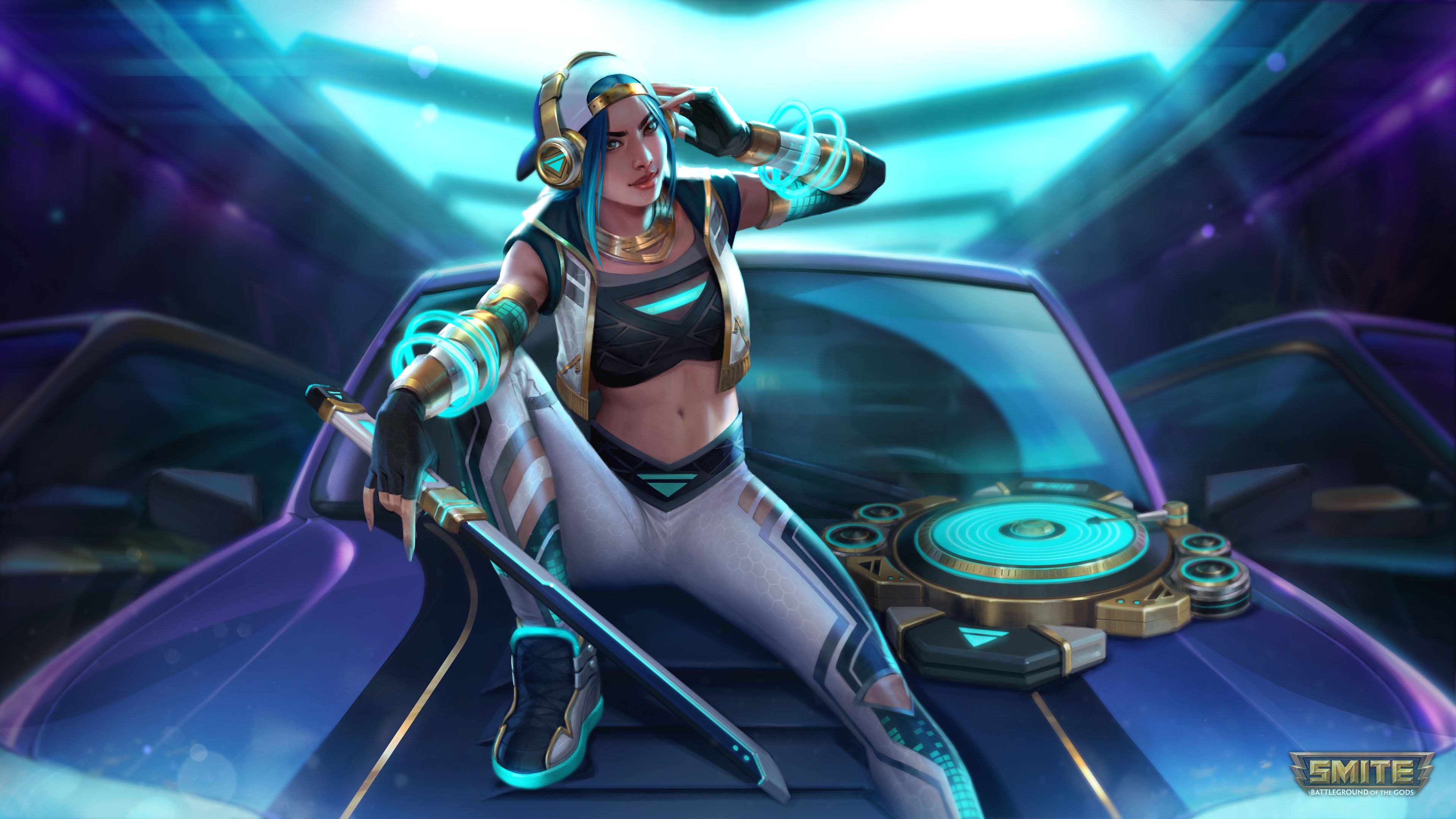 4K Smite DJ Character Posing on Car HD Wallpaper