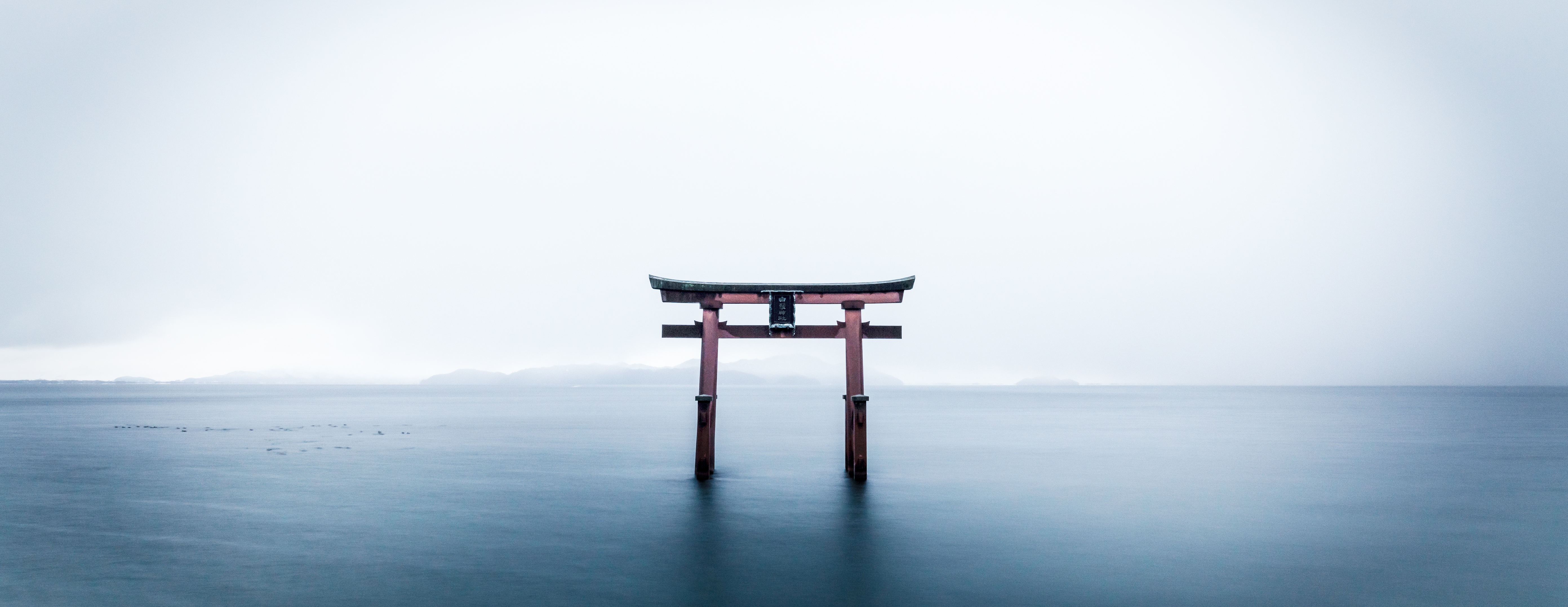 Torii gate in a lake in Japan HD Wallpaper