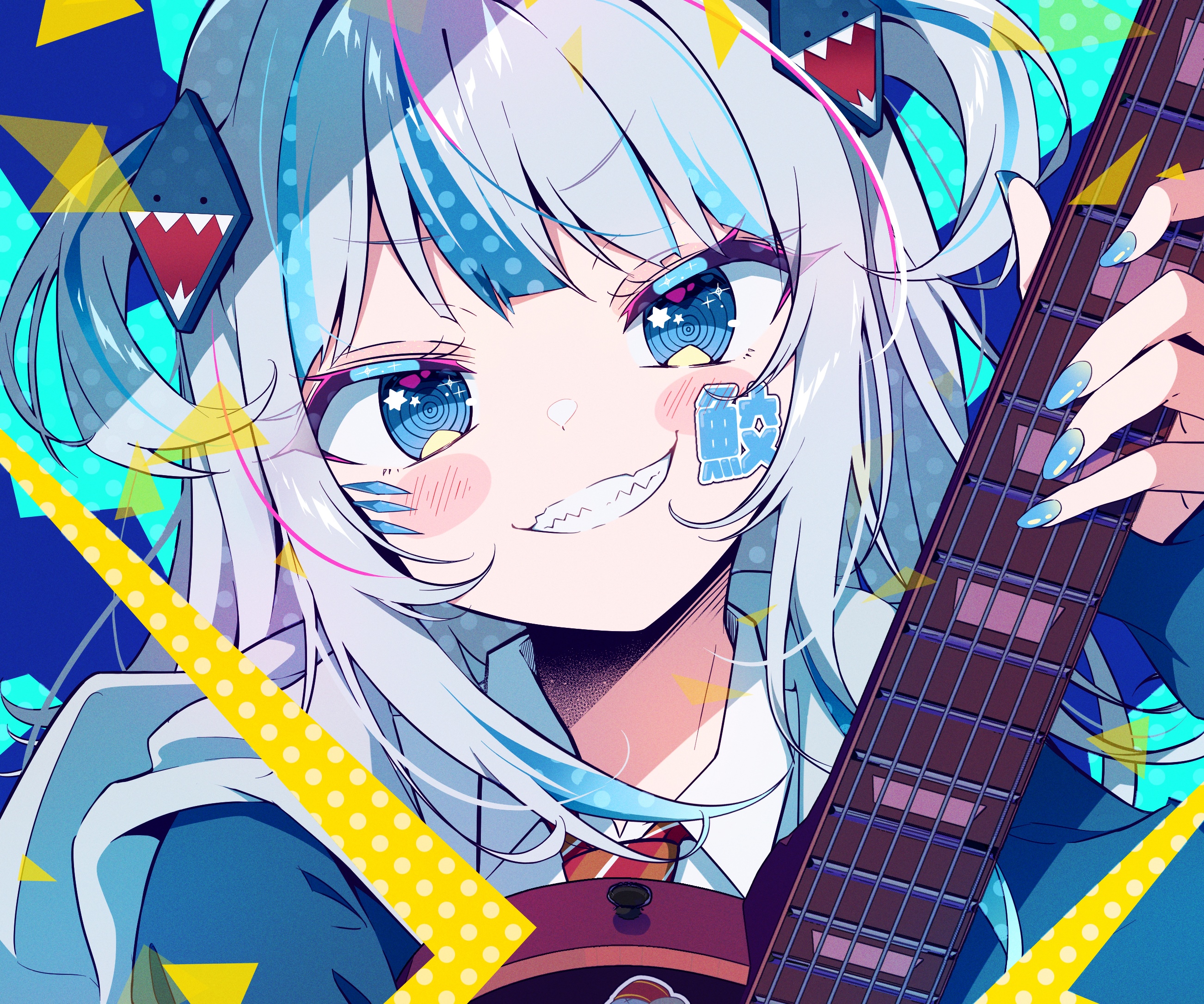 Gawr Gura with a guitar HD Wallpaper