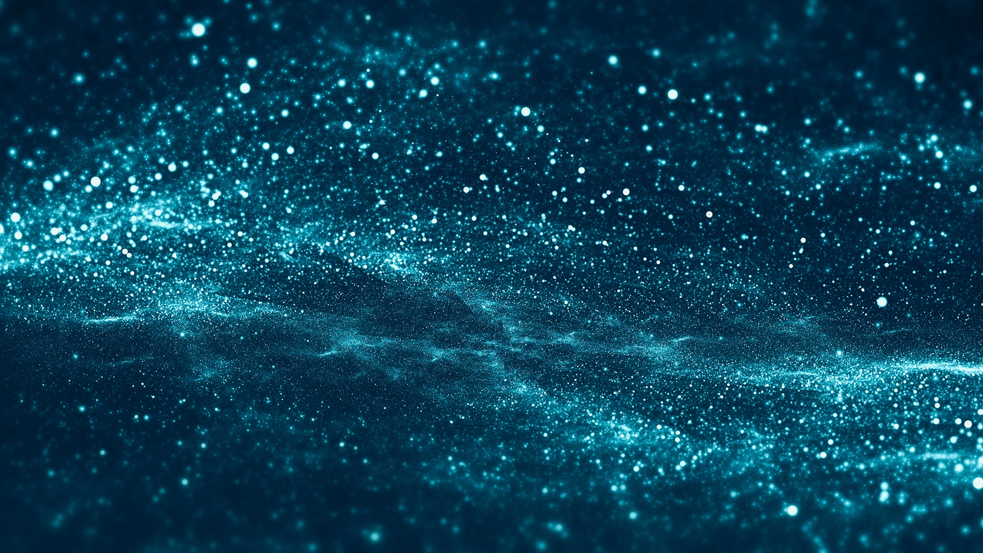 Abstract blue and turquoise particles in dark space HD Wallpaper