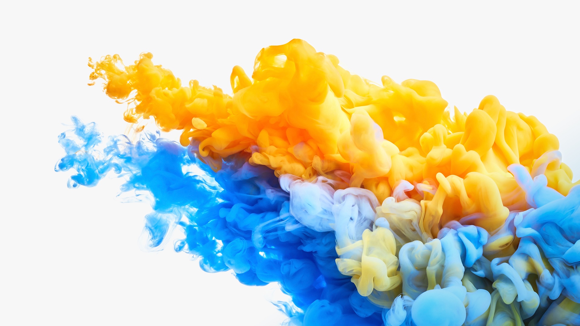 Abstract colorful smoke clouds in blue and yellow HD Wallpaper