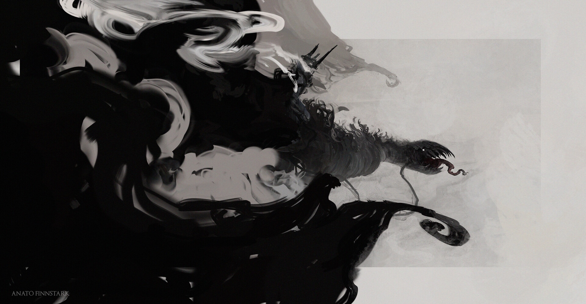 Fantasy creature emerging from dark smoke HD Wallpaper