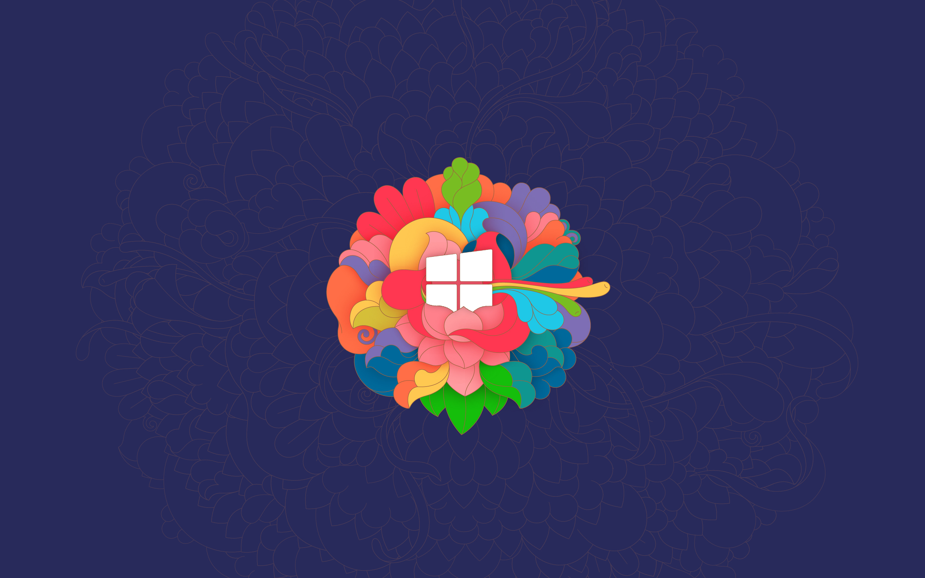 Windows 10 logo with colorful abstract floral design HD Wallpaper