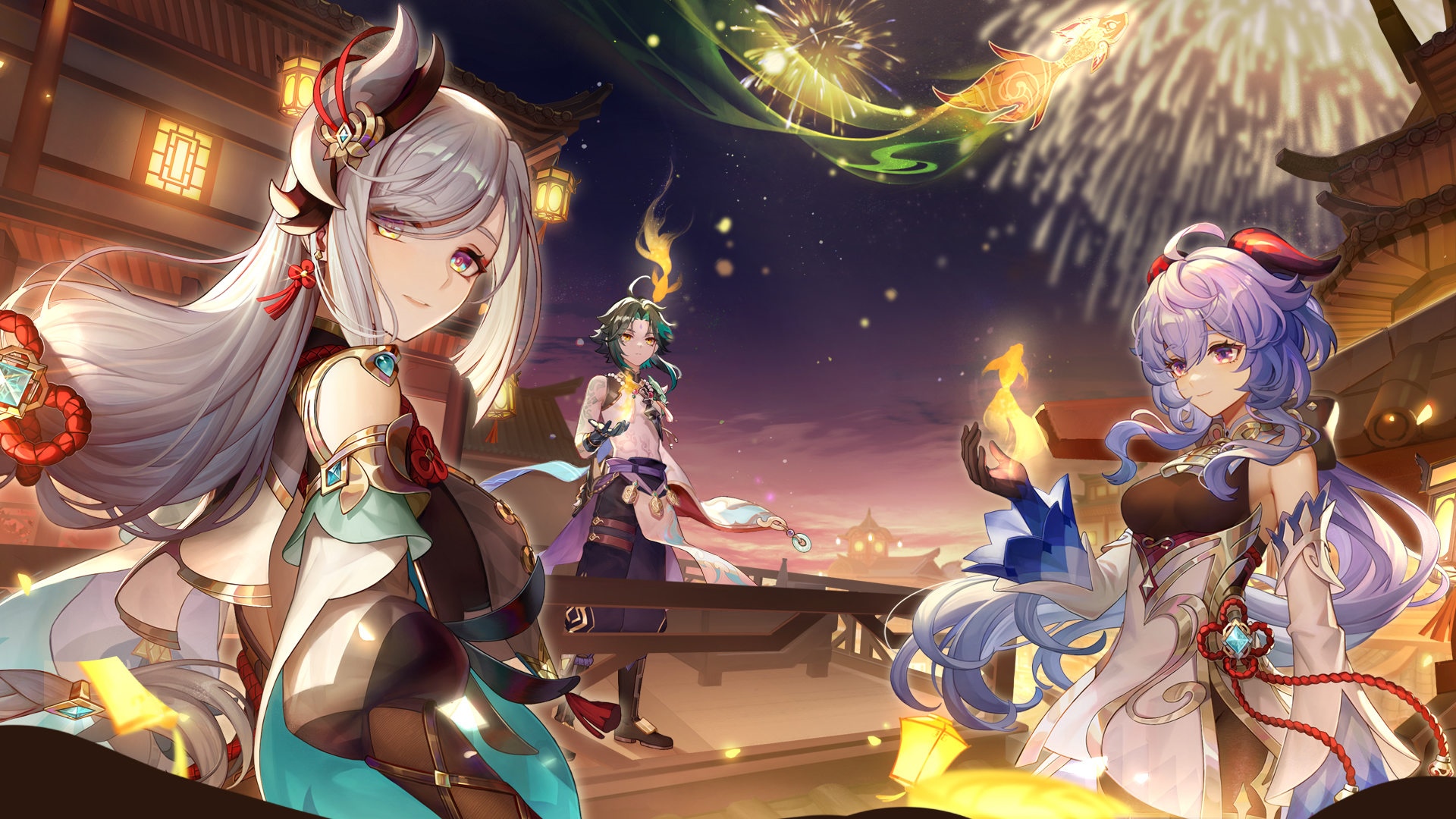 Shenhe, Ganyu, and Xiao in Genshin Impact HD Wallpaper