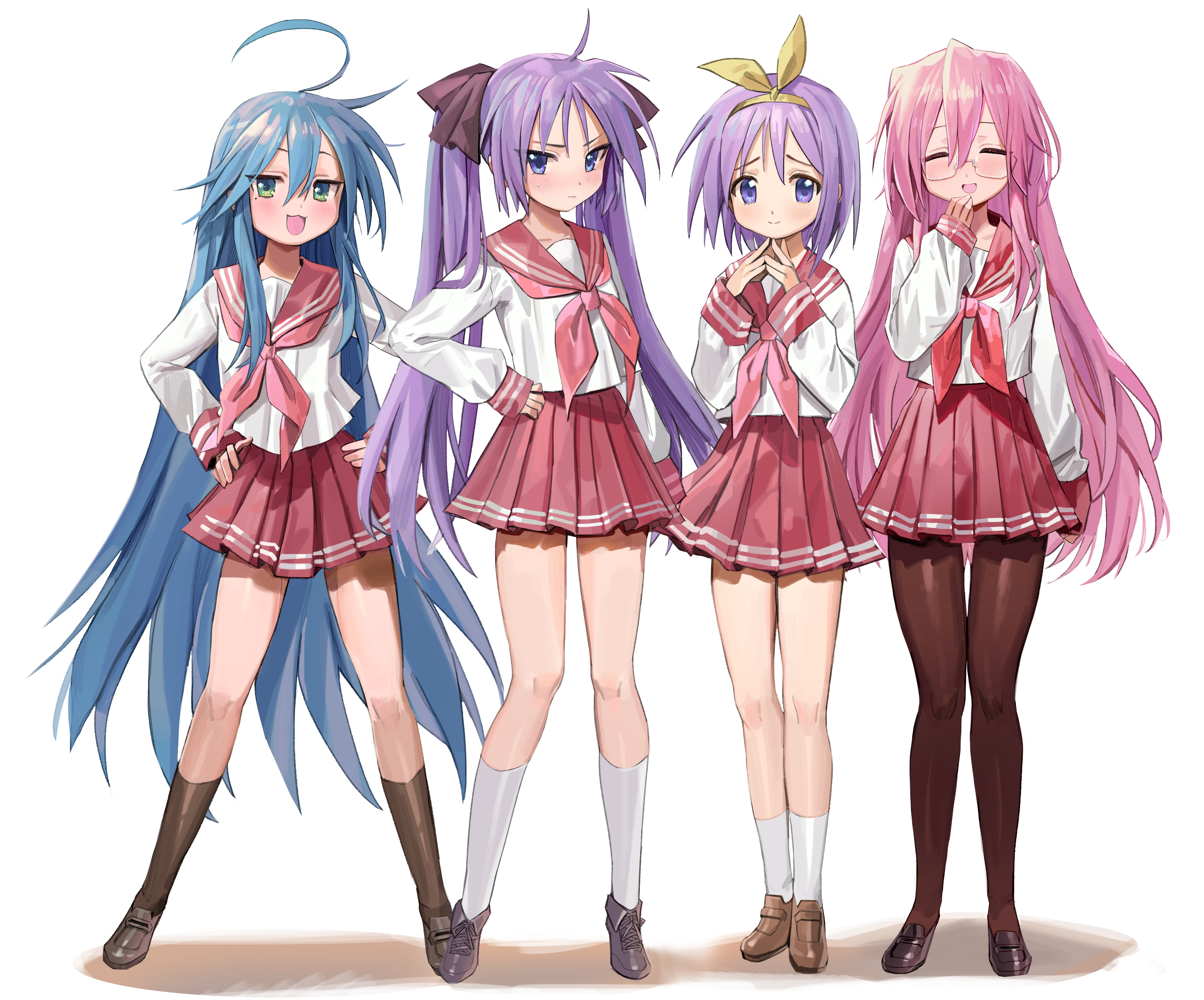 Lucky Star characters in school uniforms HD Wallpaper