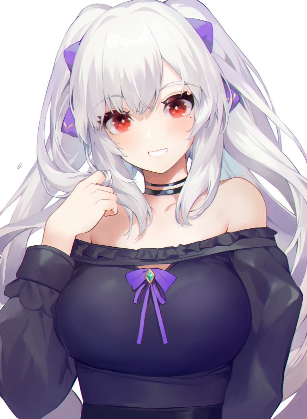 Anime girl with white hair and red eyes HD Phone Wallpaper