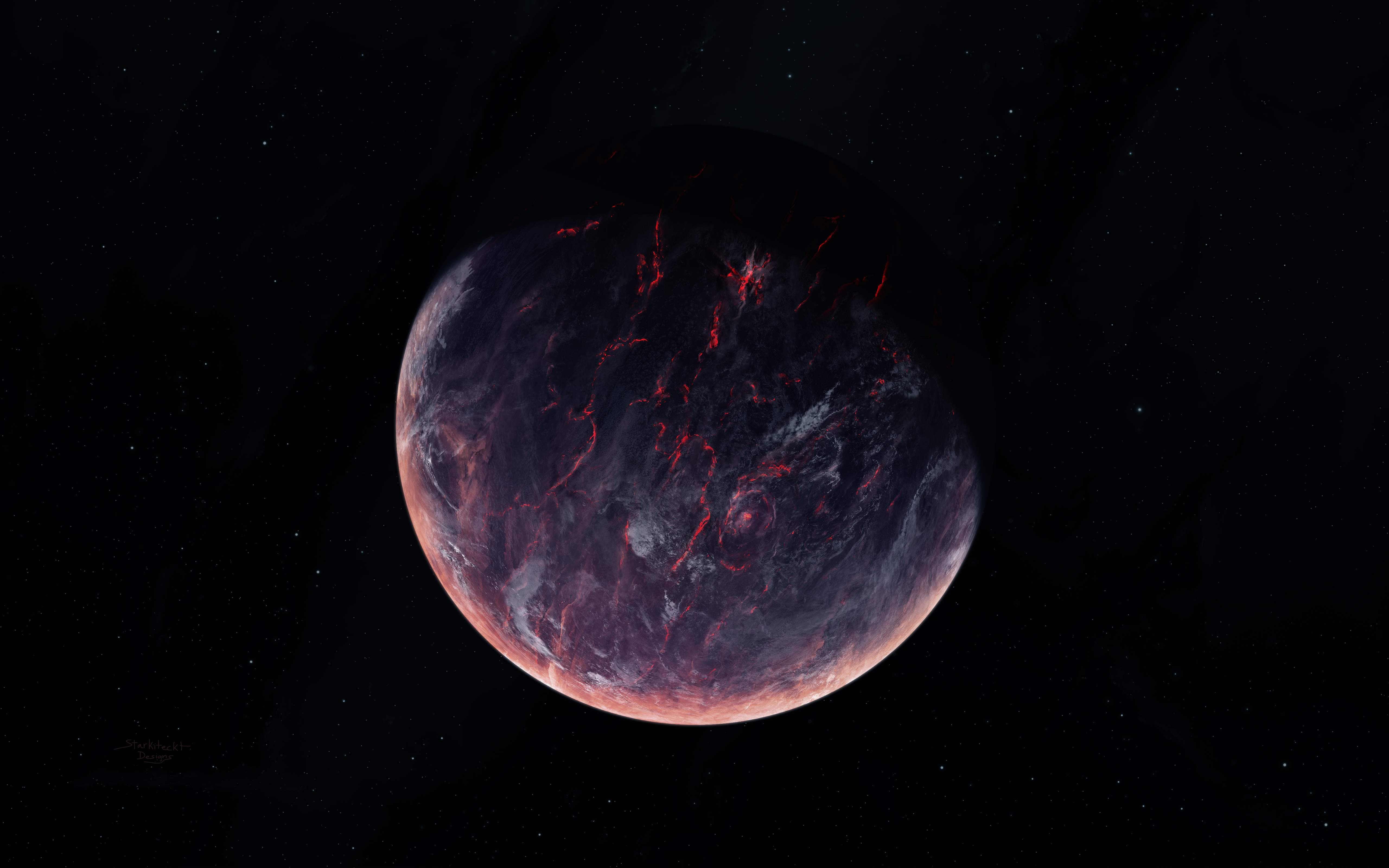 4K Planet with Lava Flows in Space Art HD Wallpaper