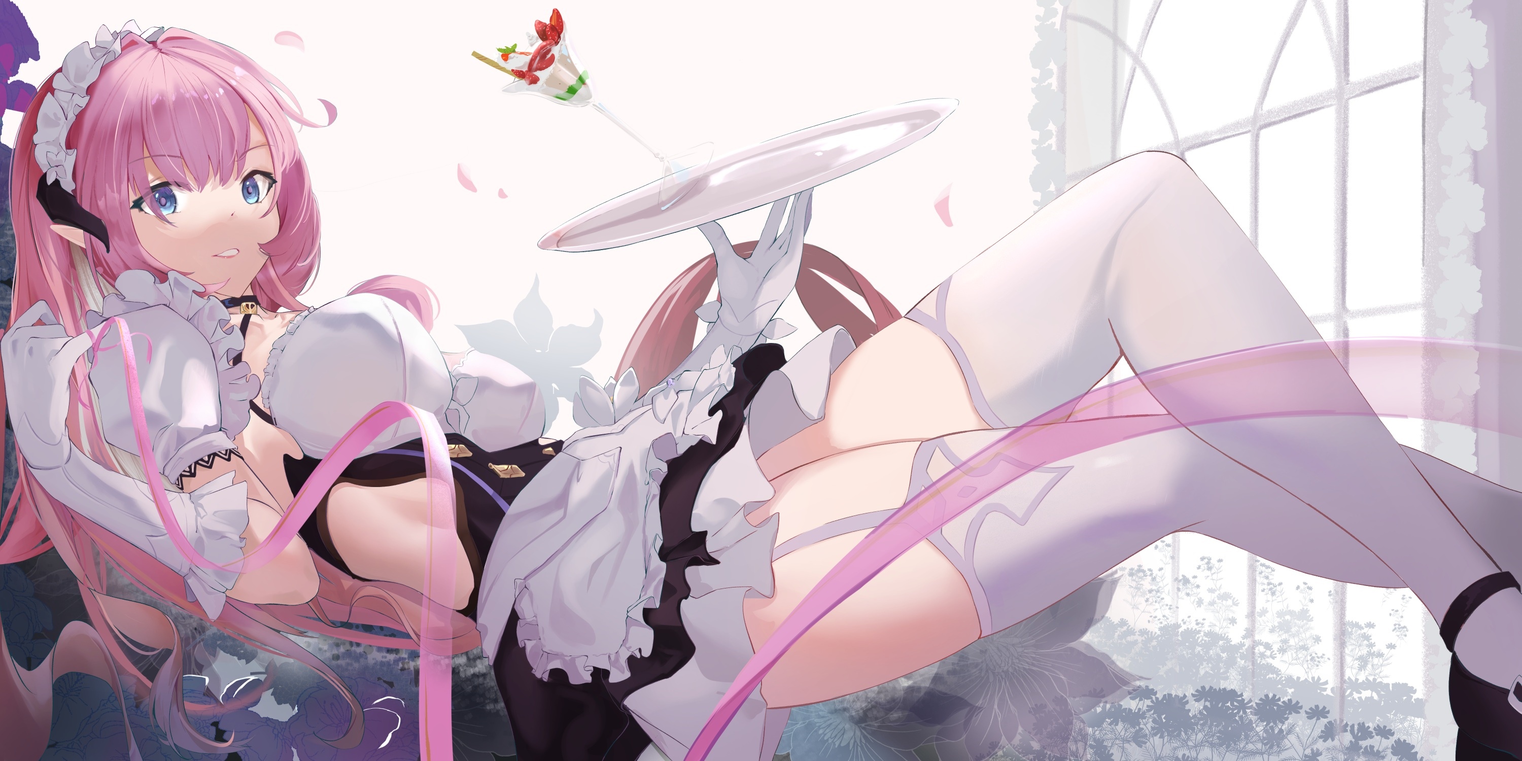 Elysia from Honkai Impact serving a drink HD Wallpaper