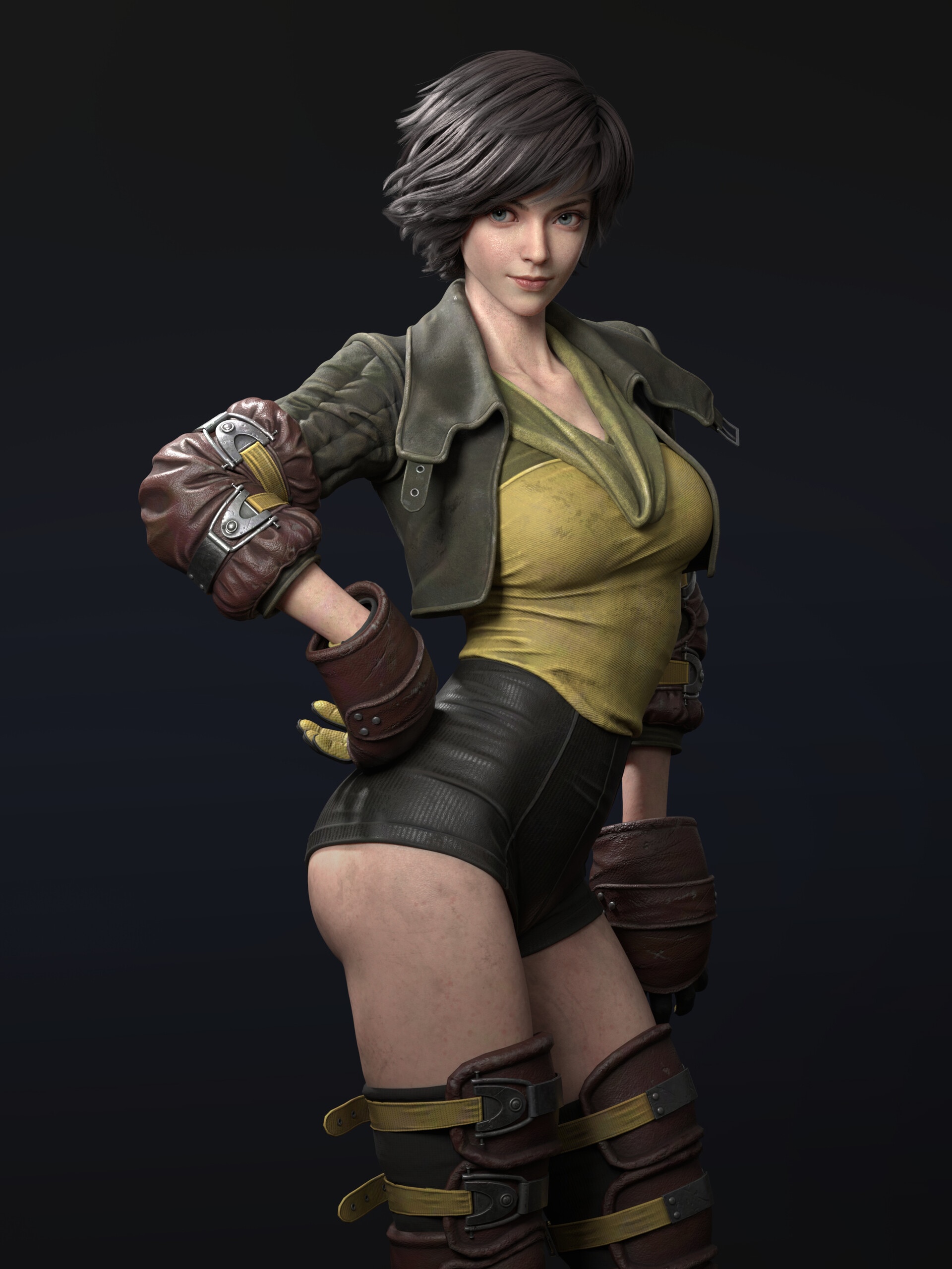 Ling Jie Zeng in jacket and shorts HD Phone Wallpaper
