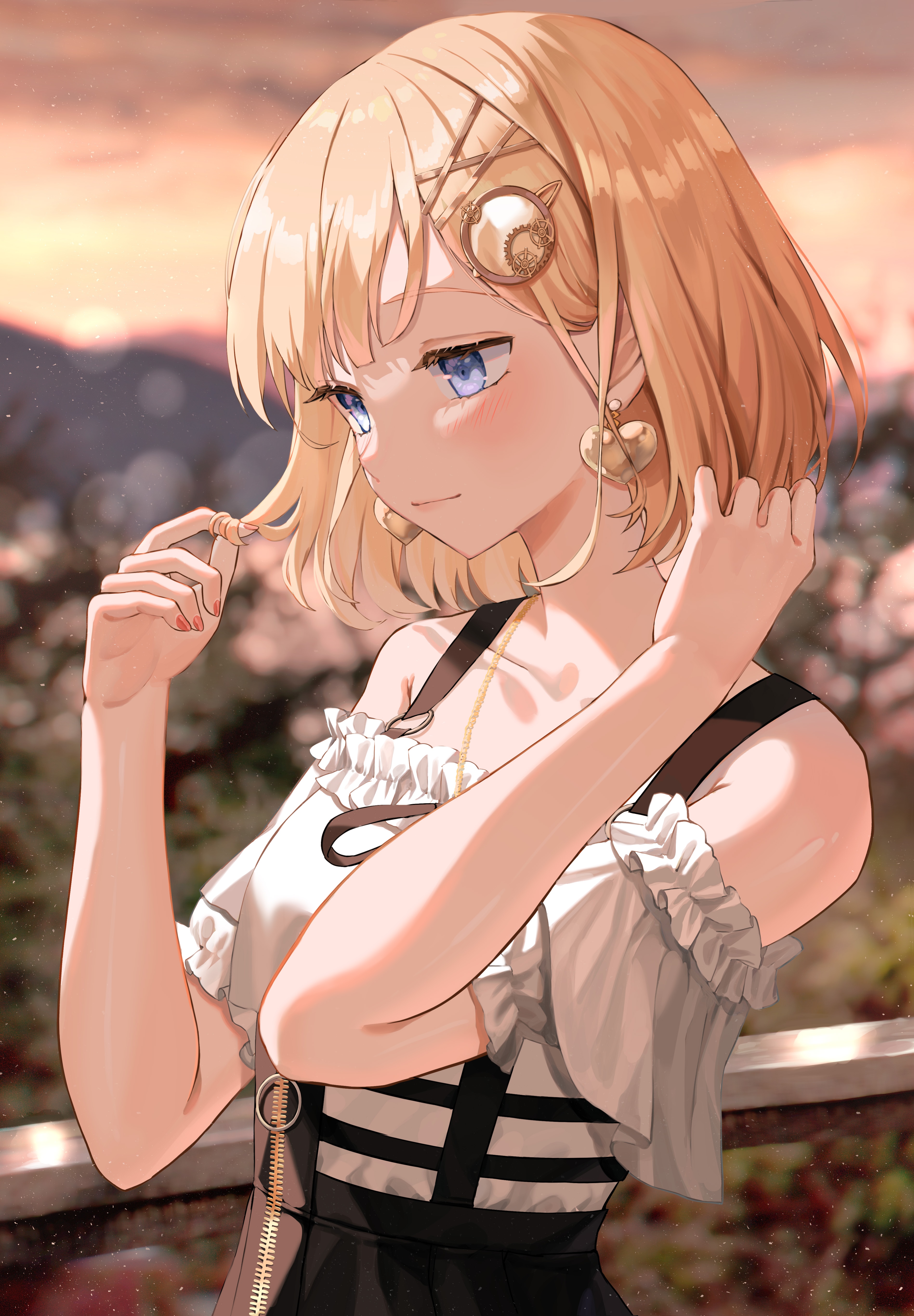 Watson Amelia playing with her hair at sunset HD Phone Wallpaper