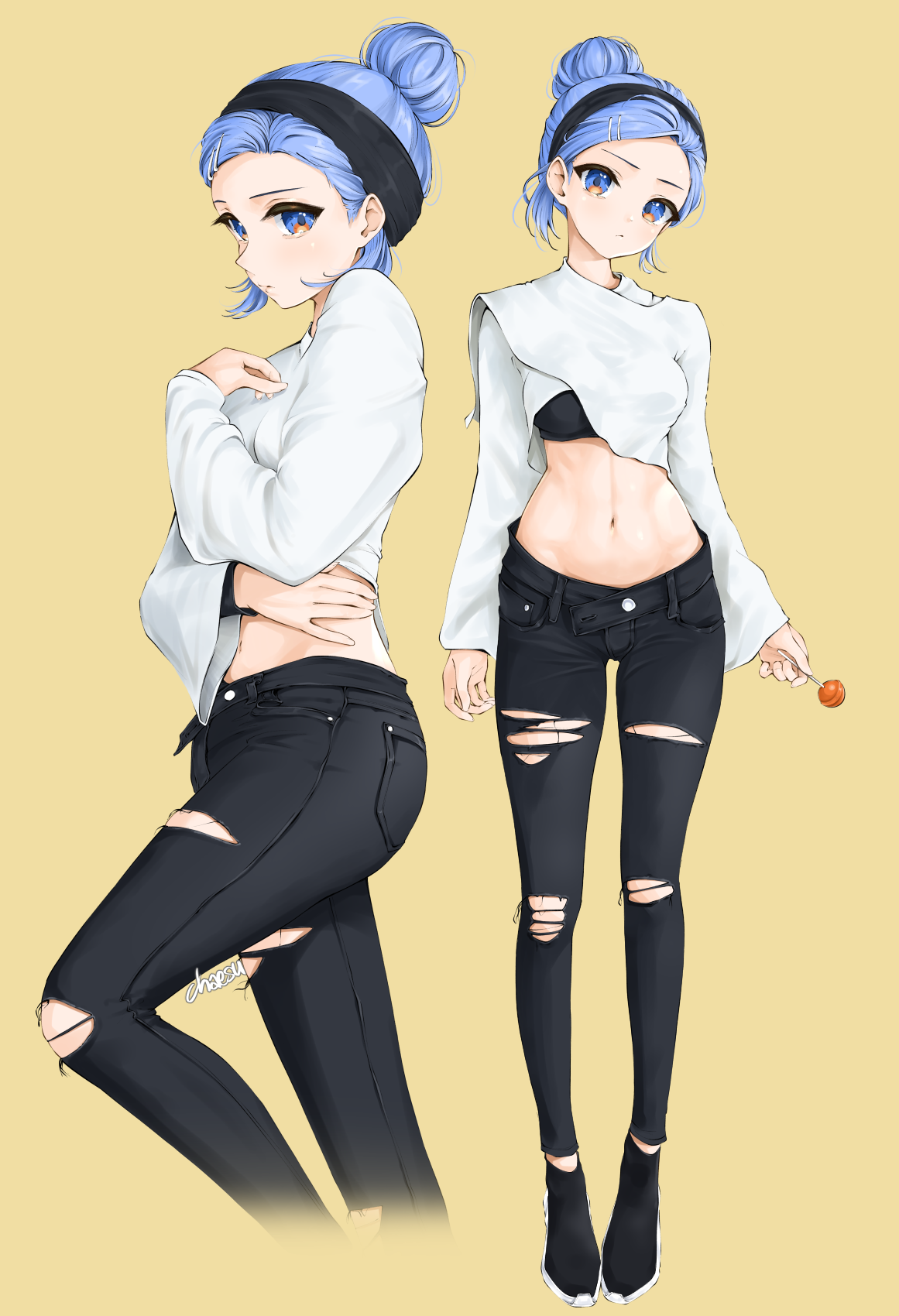 Anime girl with blue hair by Chaesu HD Phone Wallpaper