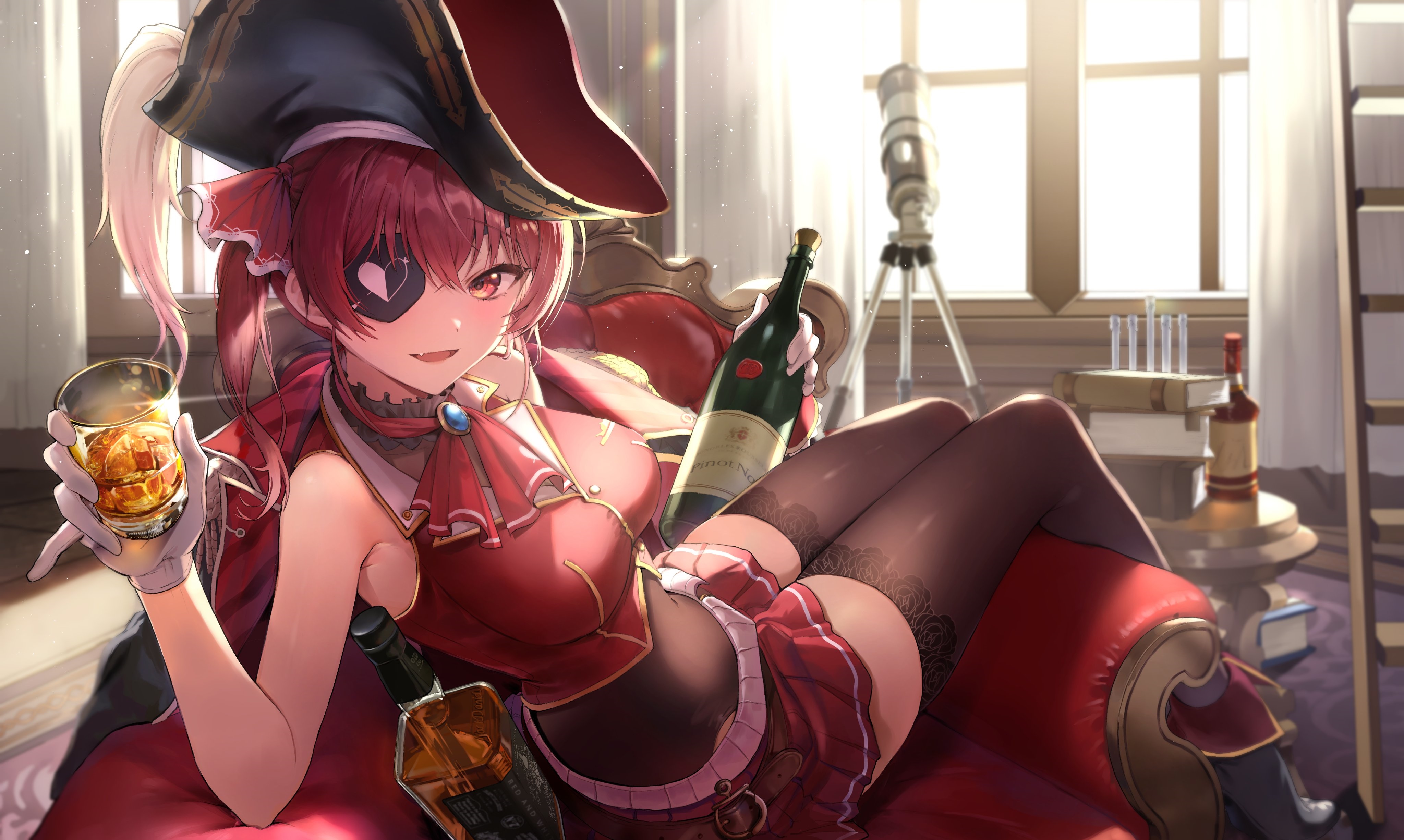 4K Houshou Marine holding drinks HD Wallpaper