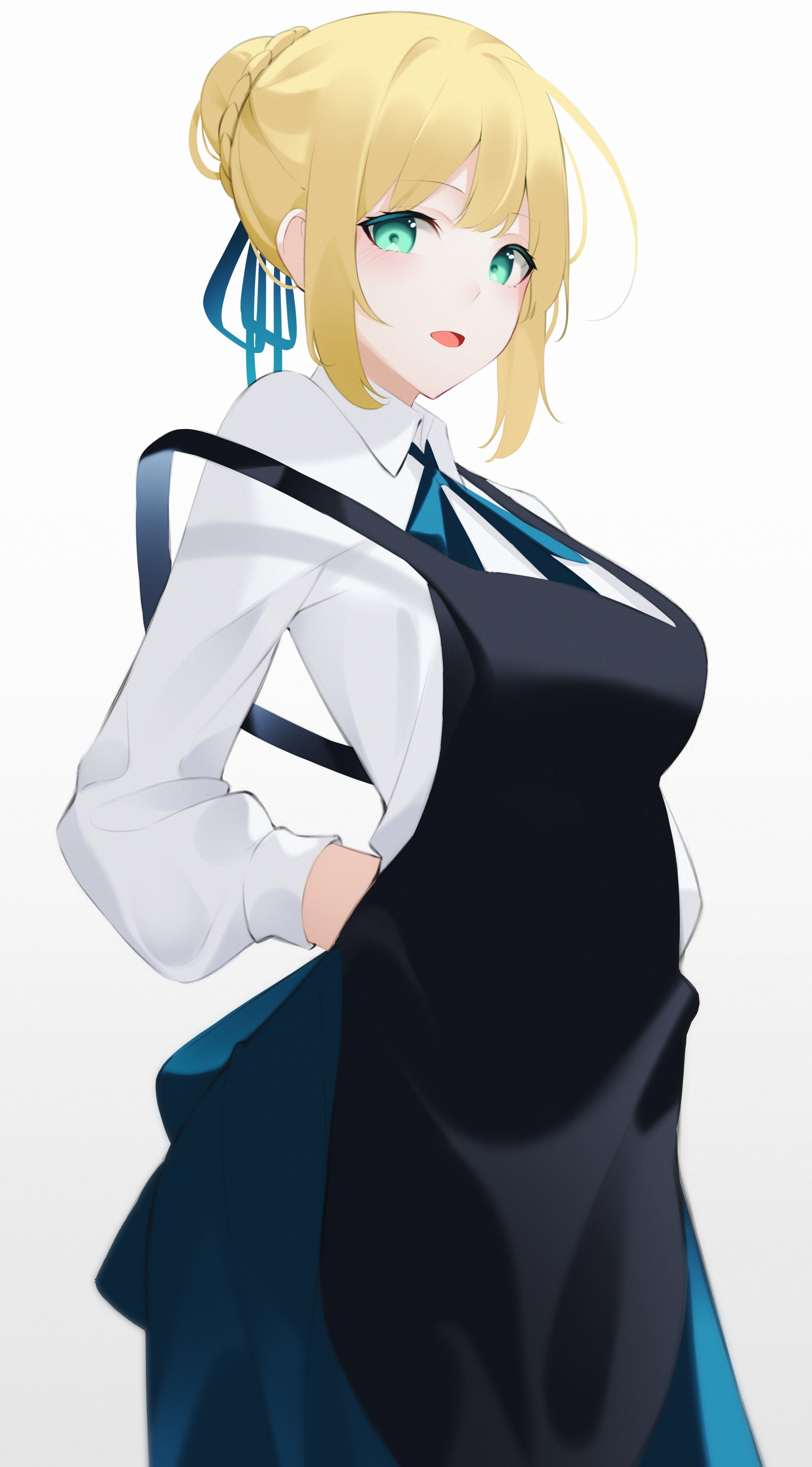 Saber (Artoria Pendragon) wearing an apron HD Phone Wallpaper