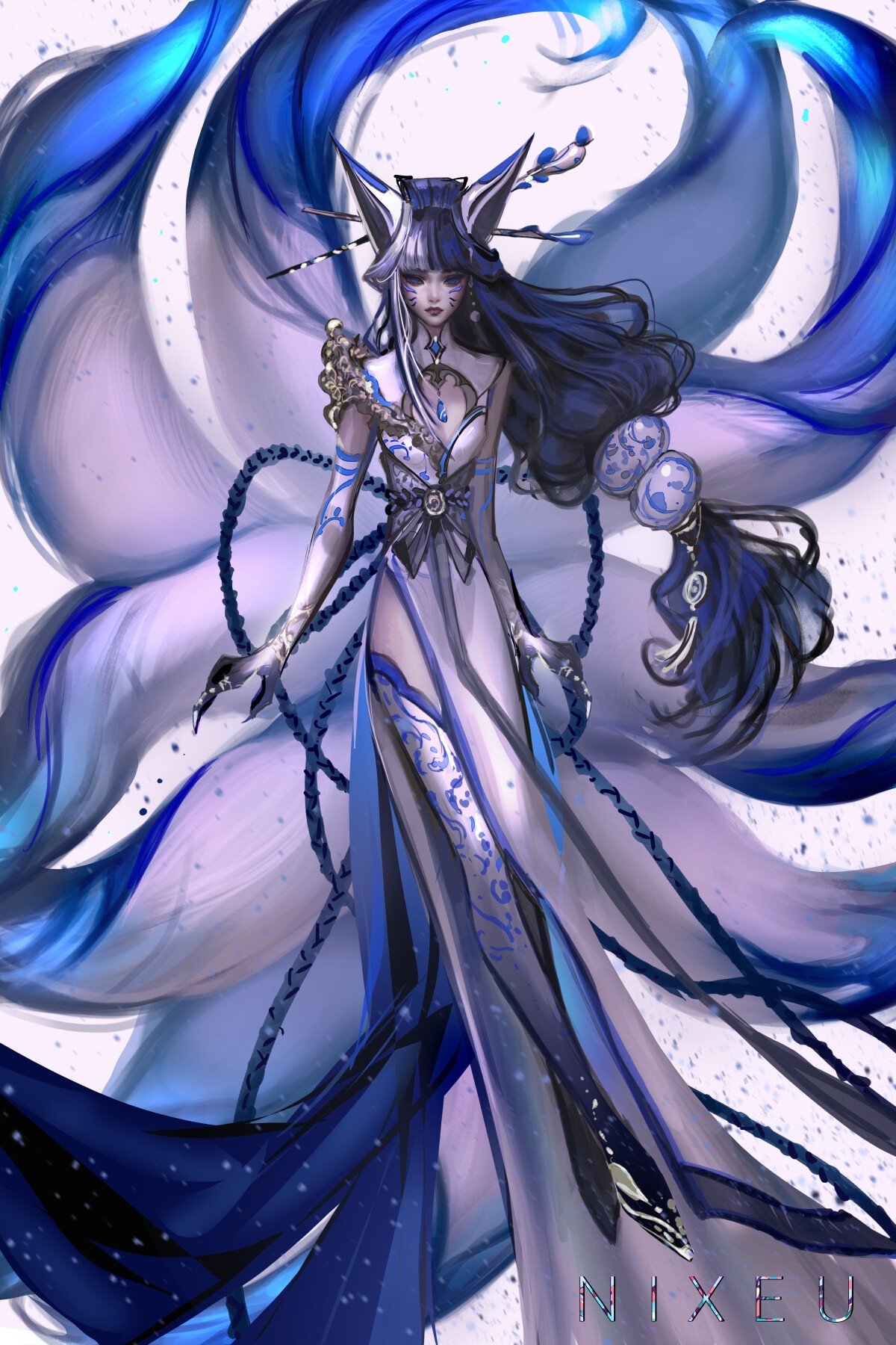 Ahri from League of Legends by Nixeu HD Phone Wallpaper