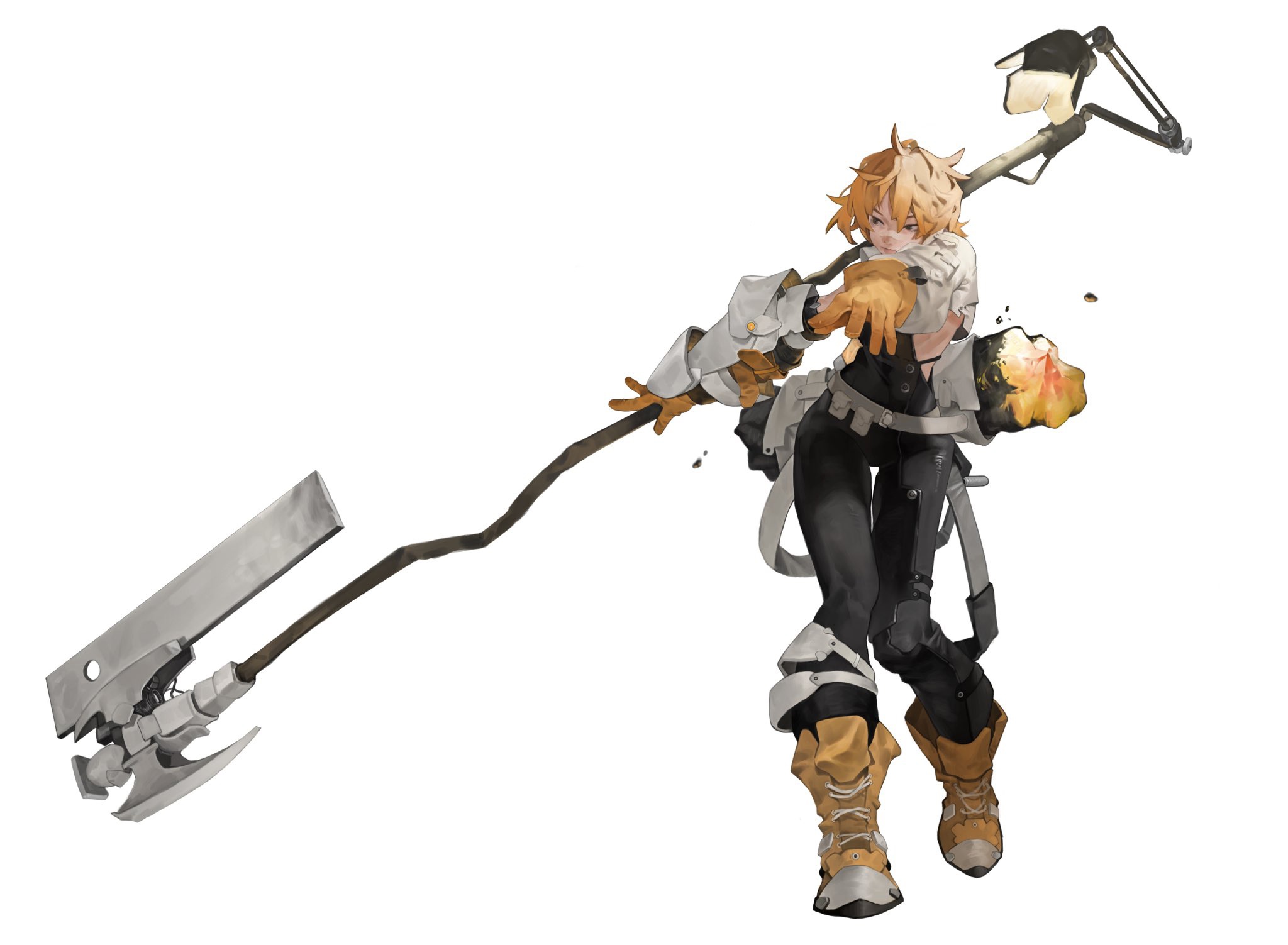 Woman with a large weapon and a lamp HD Wallpaper