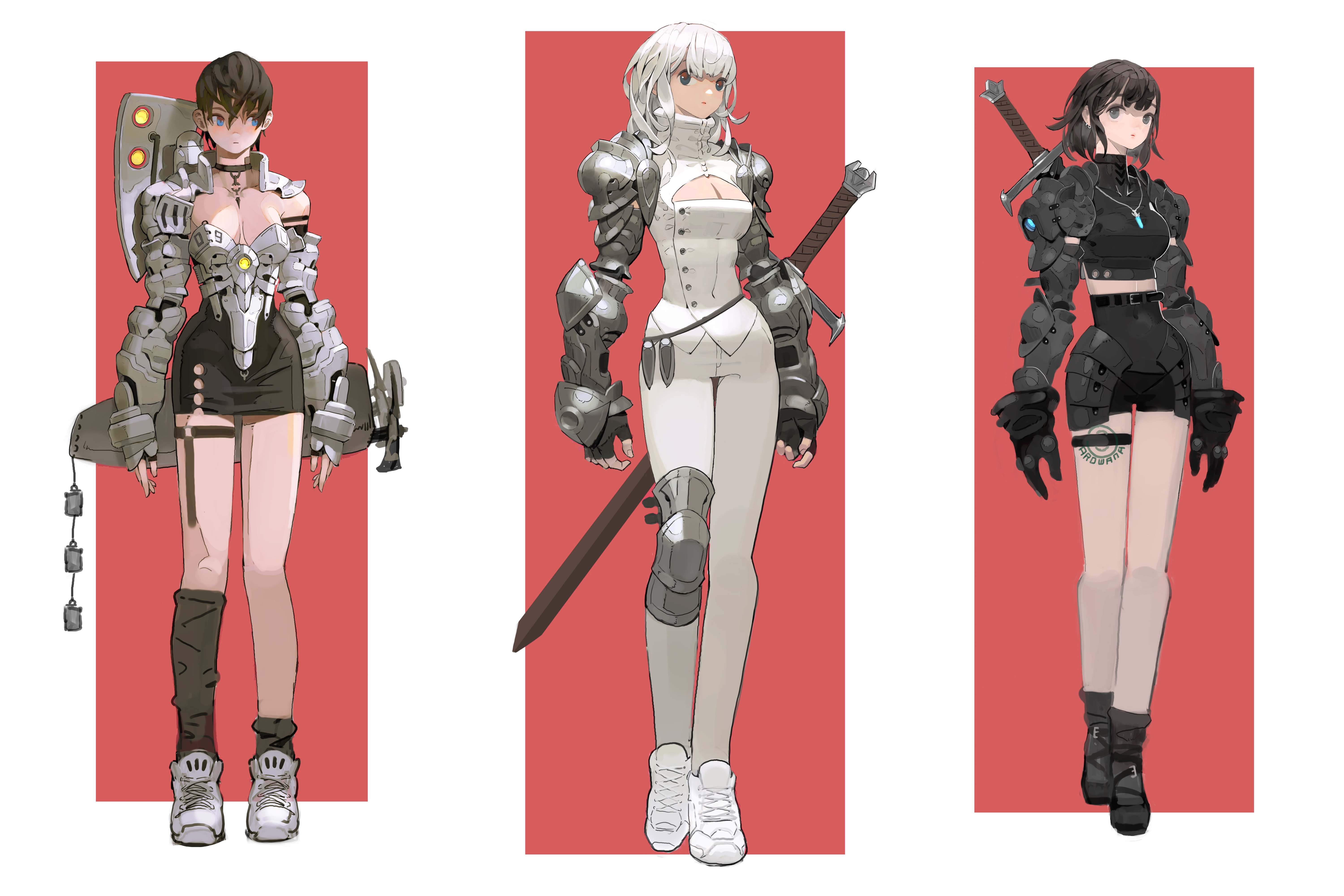 Three female warriors in armor HD Wallpaper