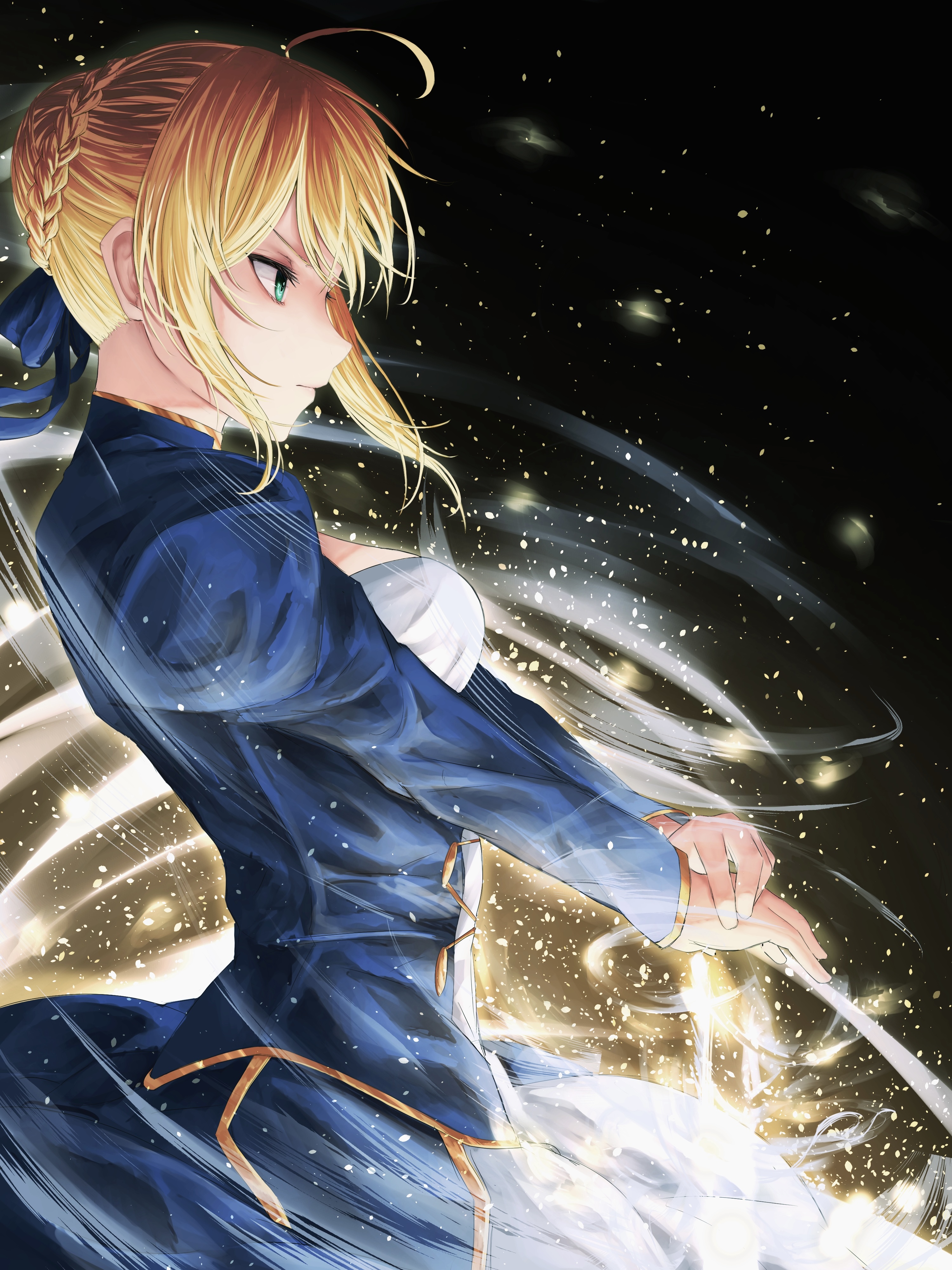 Artoria Pendragon from Fate/Grand Order with glowing effects HD Phone Wallpaper
