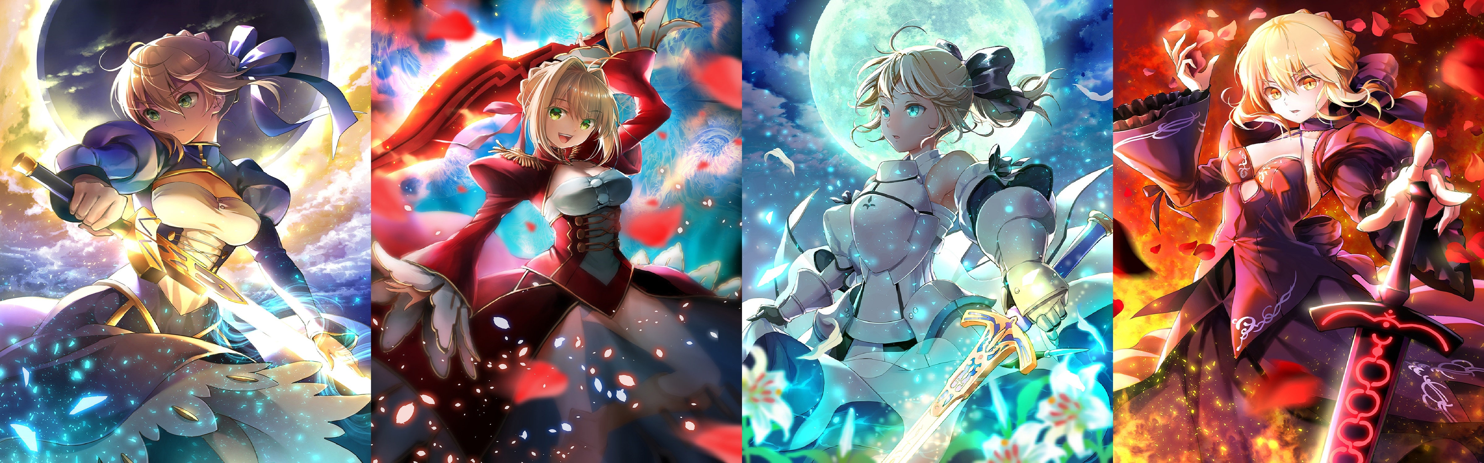 4K Fate Series: Saber Lily, Nero Claudius, Saber Alter HD Wallpaper