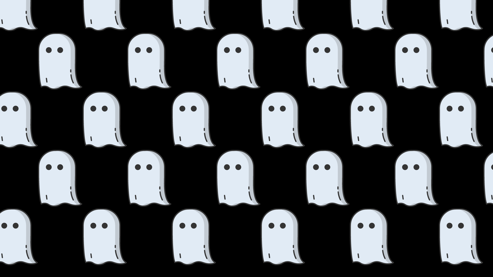 A pattern of cute ghosts on a black background HD Wallpaper