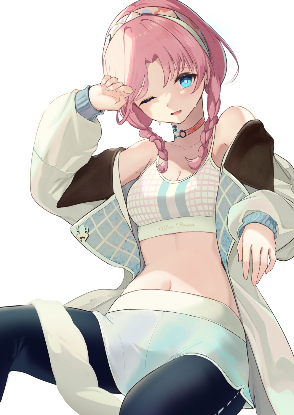 Blue Poison from Arknights with pink hair and blue eyes HD Phone Wallpaper