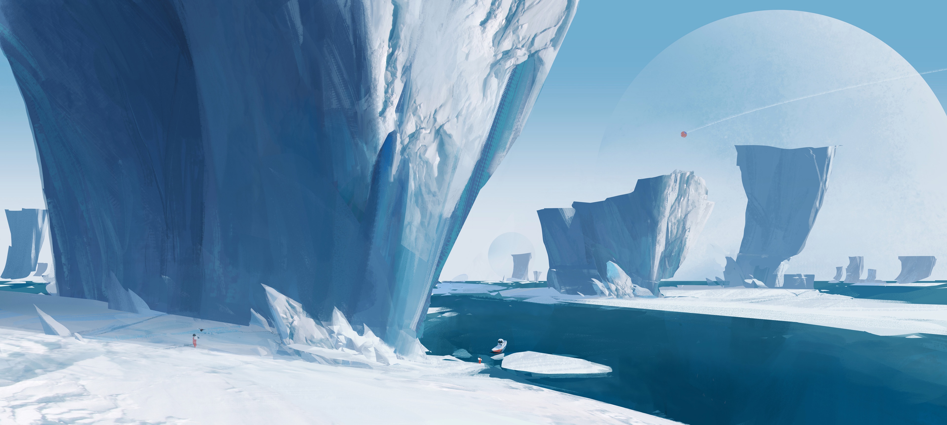 4K Ultrawide Iceberg Sea Landscape HD Wallpaper
