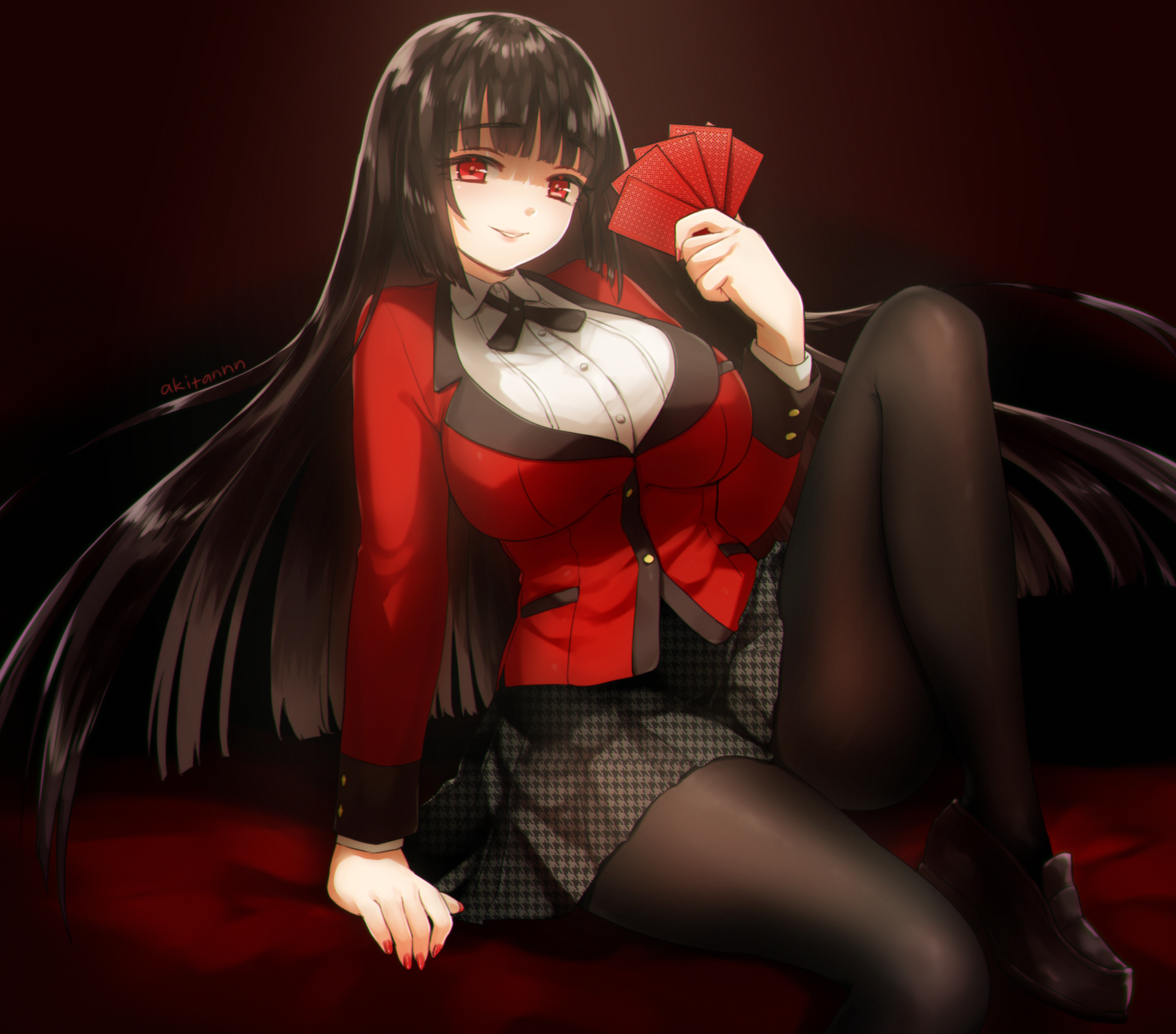 Jabami Yumeko from Kakegurui holding cards HD Wallpaper