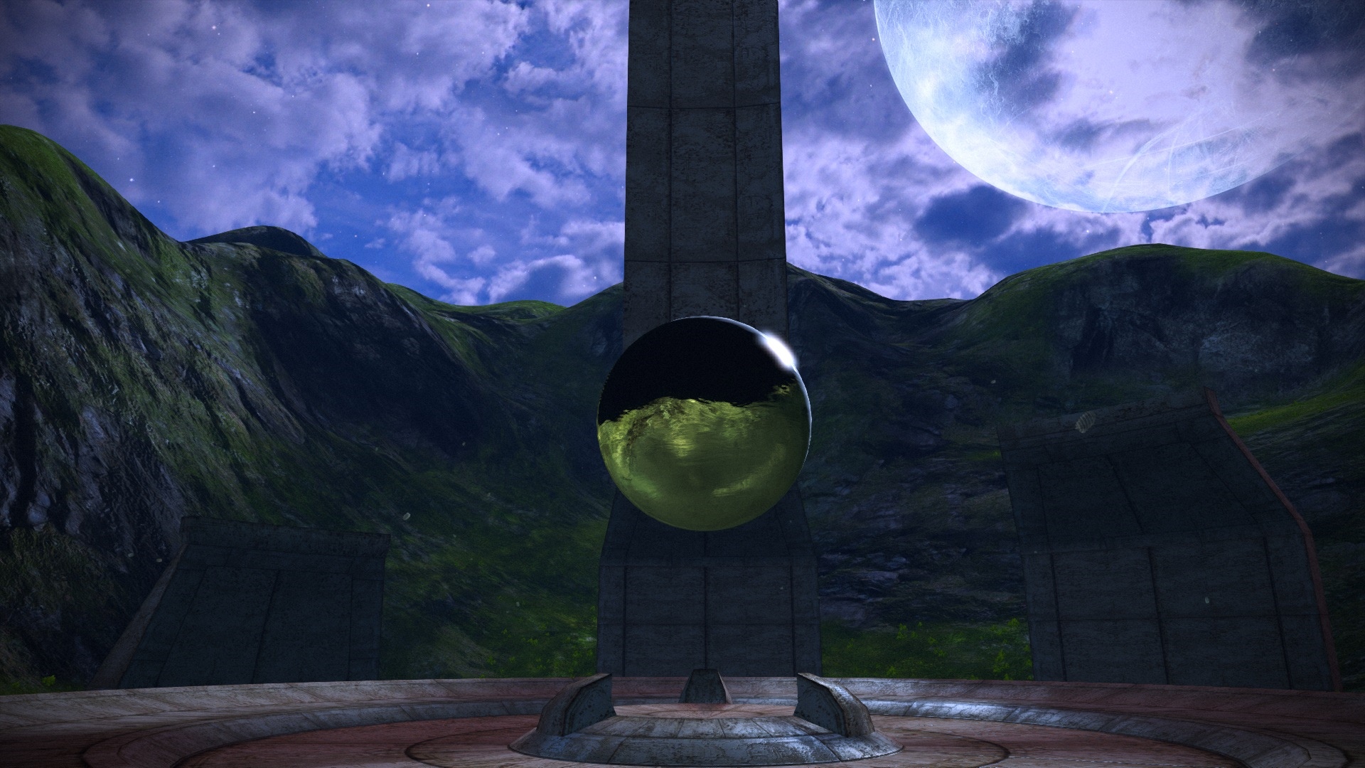 Mass Effect 2 Prothean Monument with Sphere HD Wallpaper
