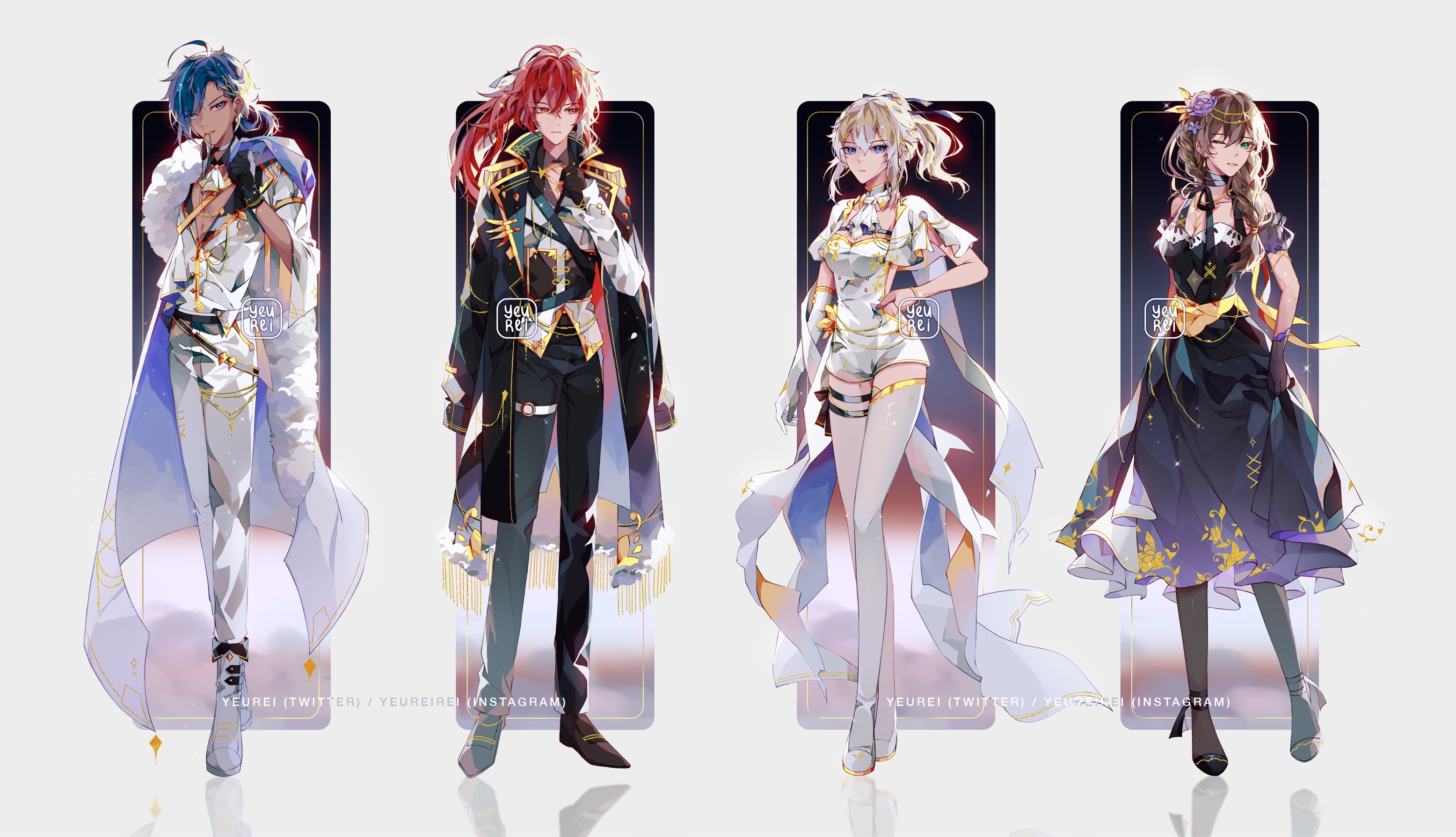 Genshin Impact Characters Jean, Diluc, Kaeya, and Lisa HD Wallpaper