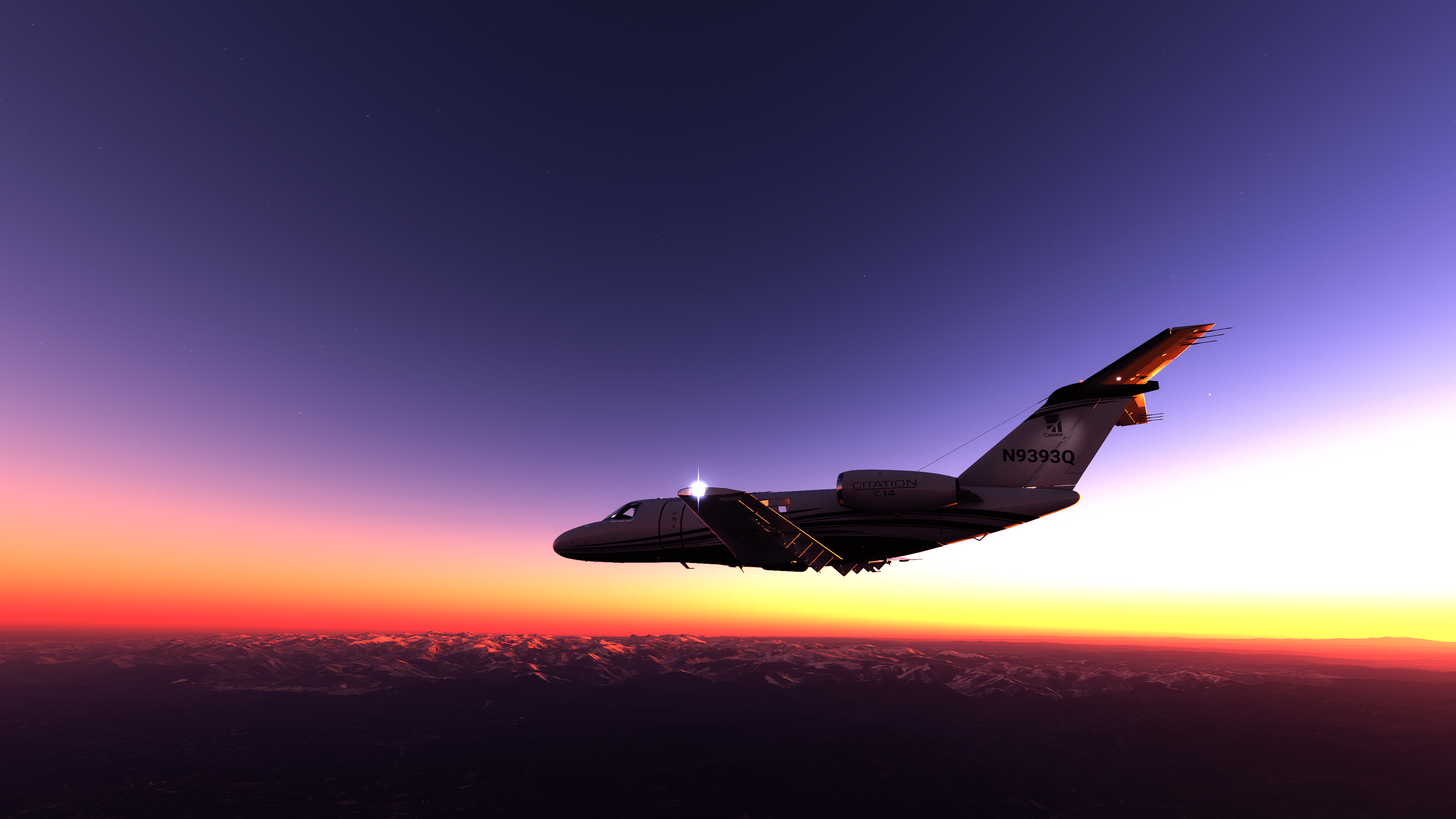 4K Cessna Citation CJ4 flying at sunset HD Wallpaper