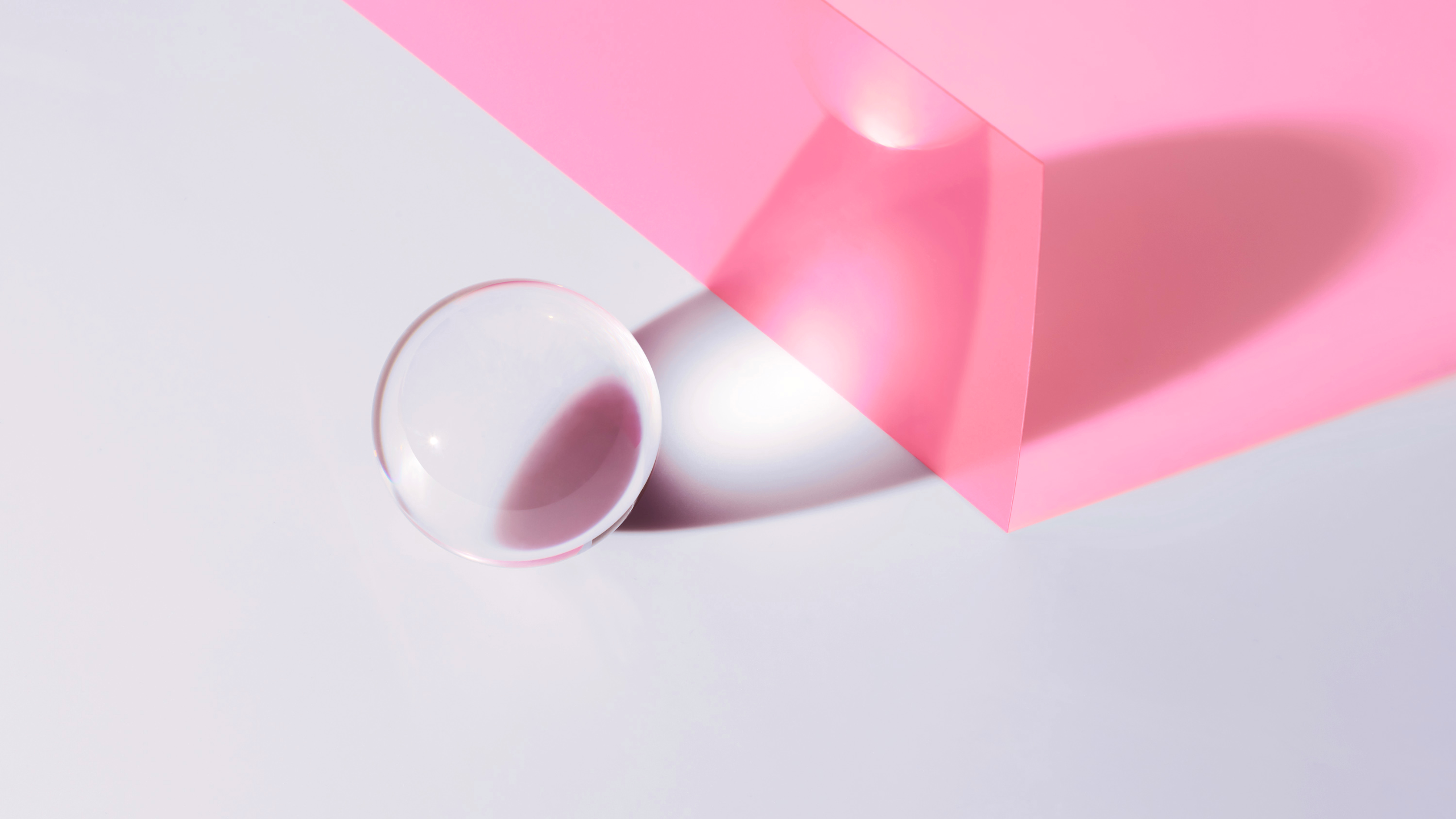 Abstract 3D shapes with pink geometric form and glass sphere HD Wallpaper