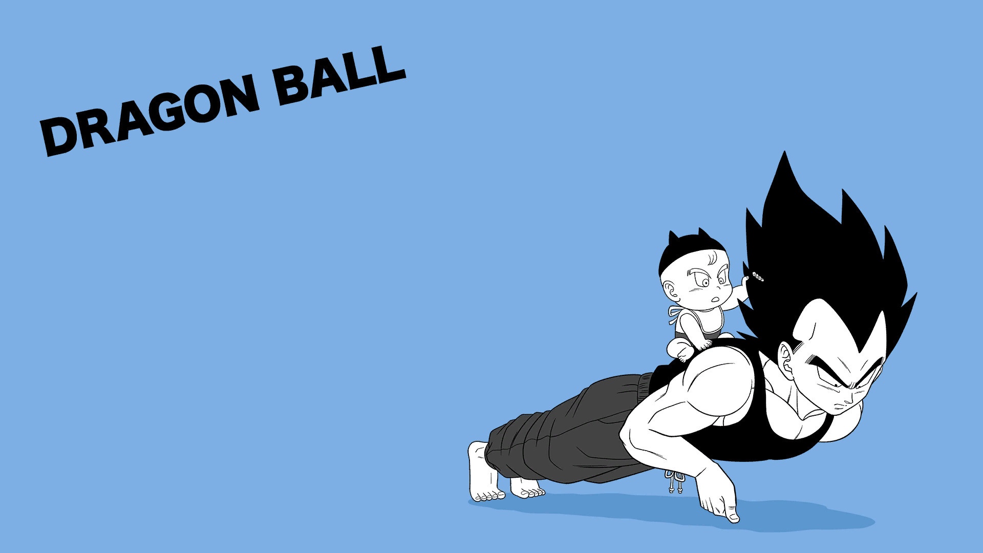 Vegeta and Trunks doing push-ups HD Wallpaper