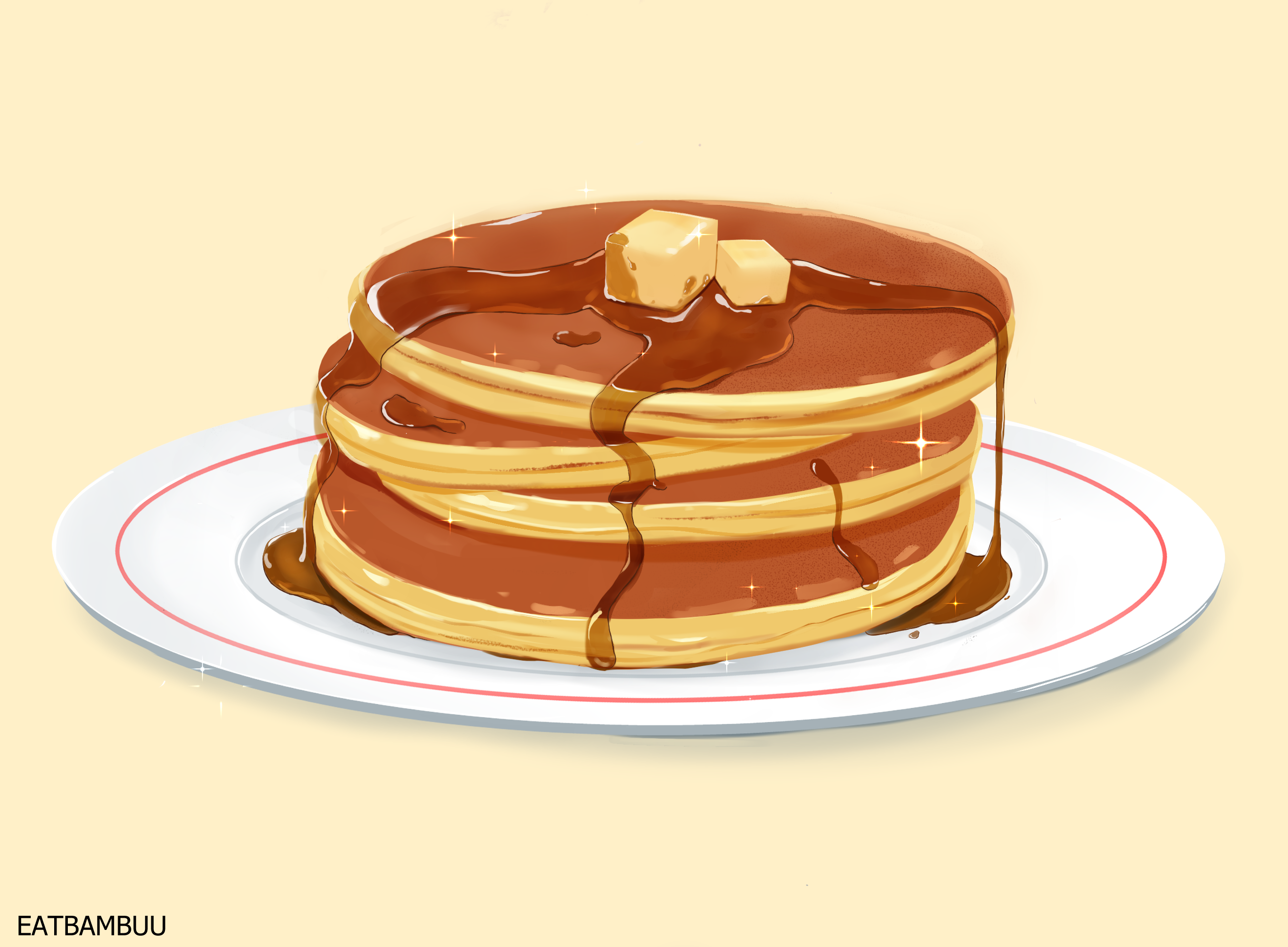 Stack of pancakes with syrup and butter HD Wallpaper