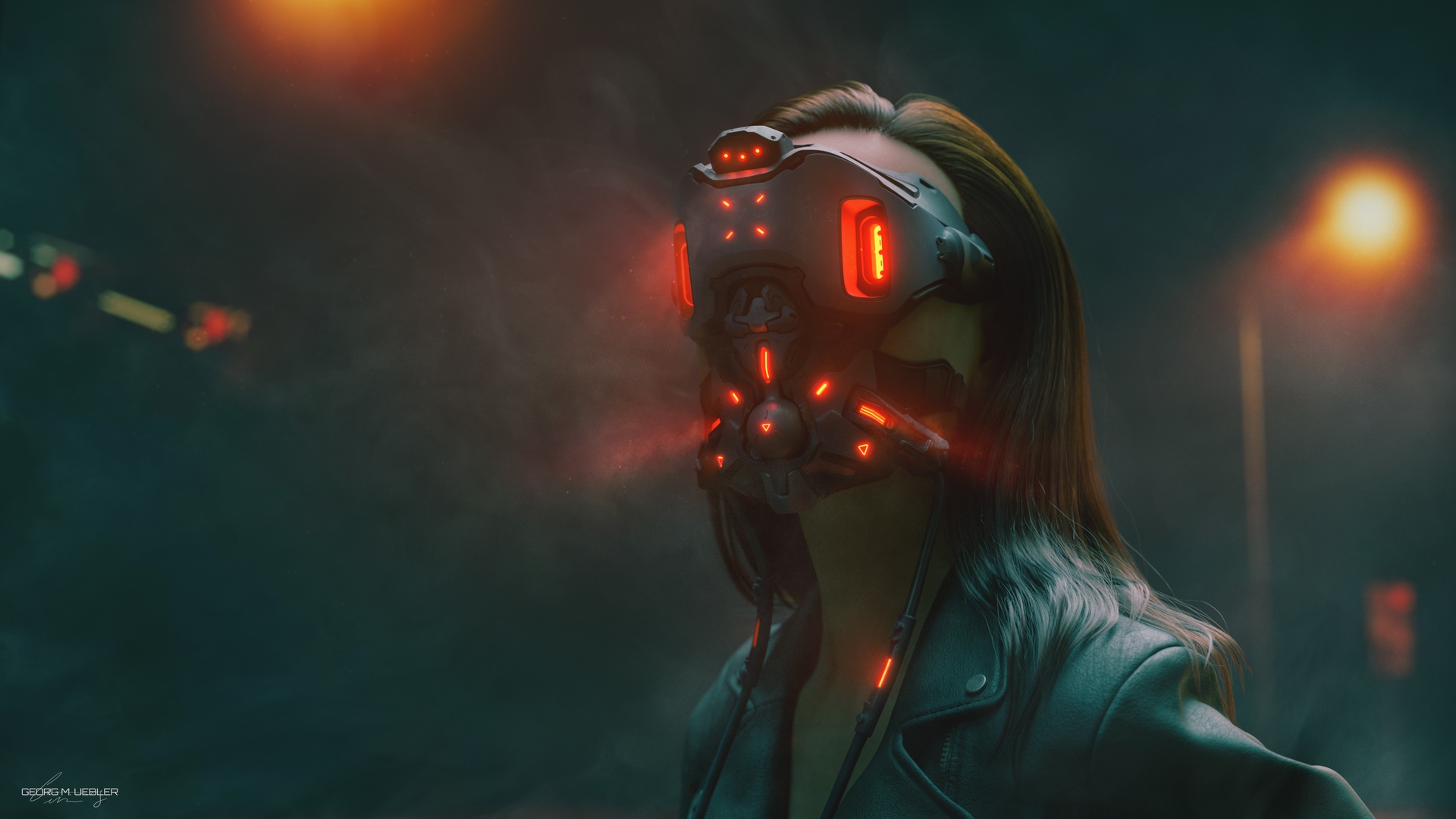 Cyberpunk woman wearing a futuristic mask HD Wallpaper