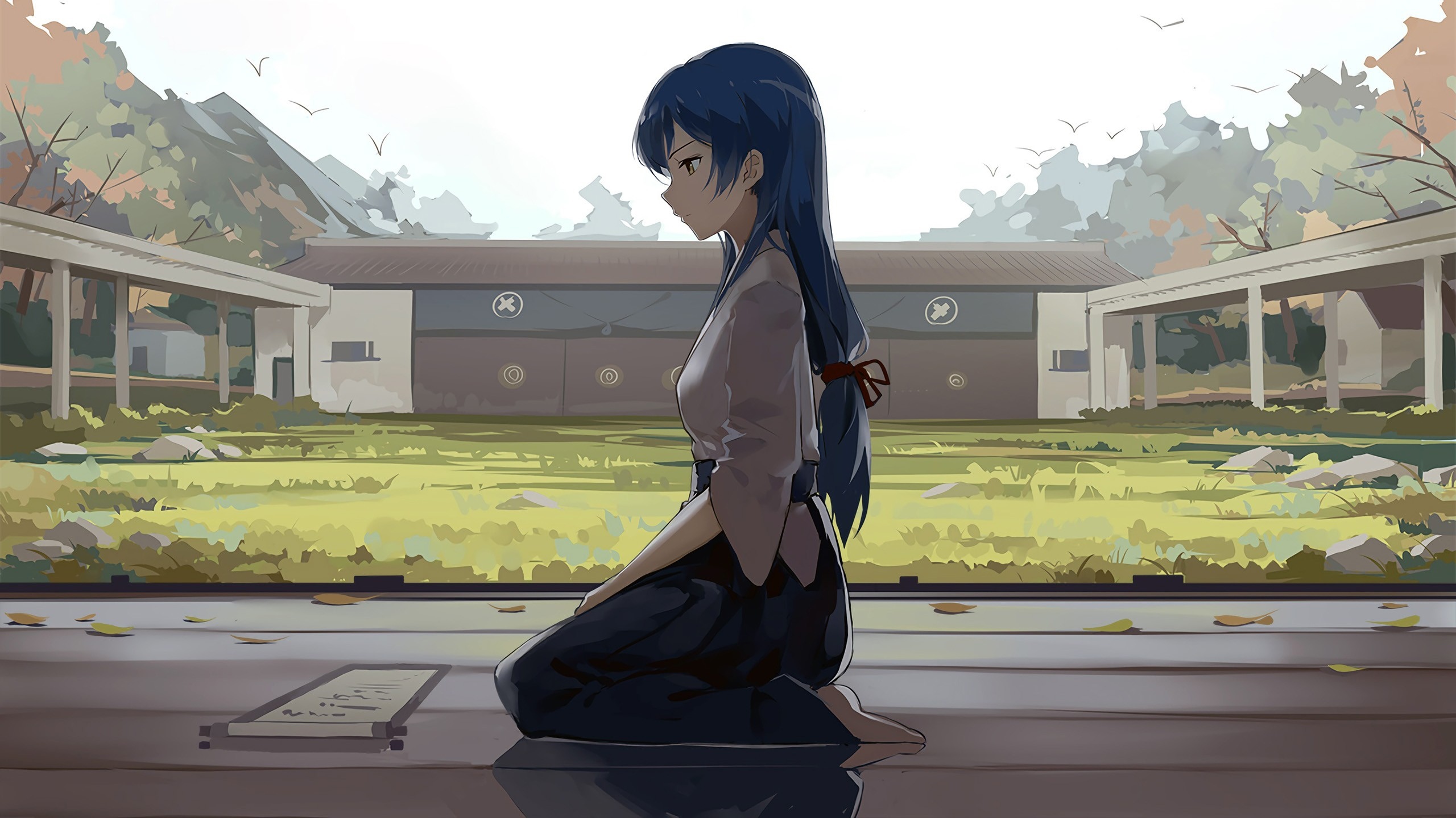 Sonoda Umi kneeling in traditional Japanese clothes HD Wallpaper