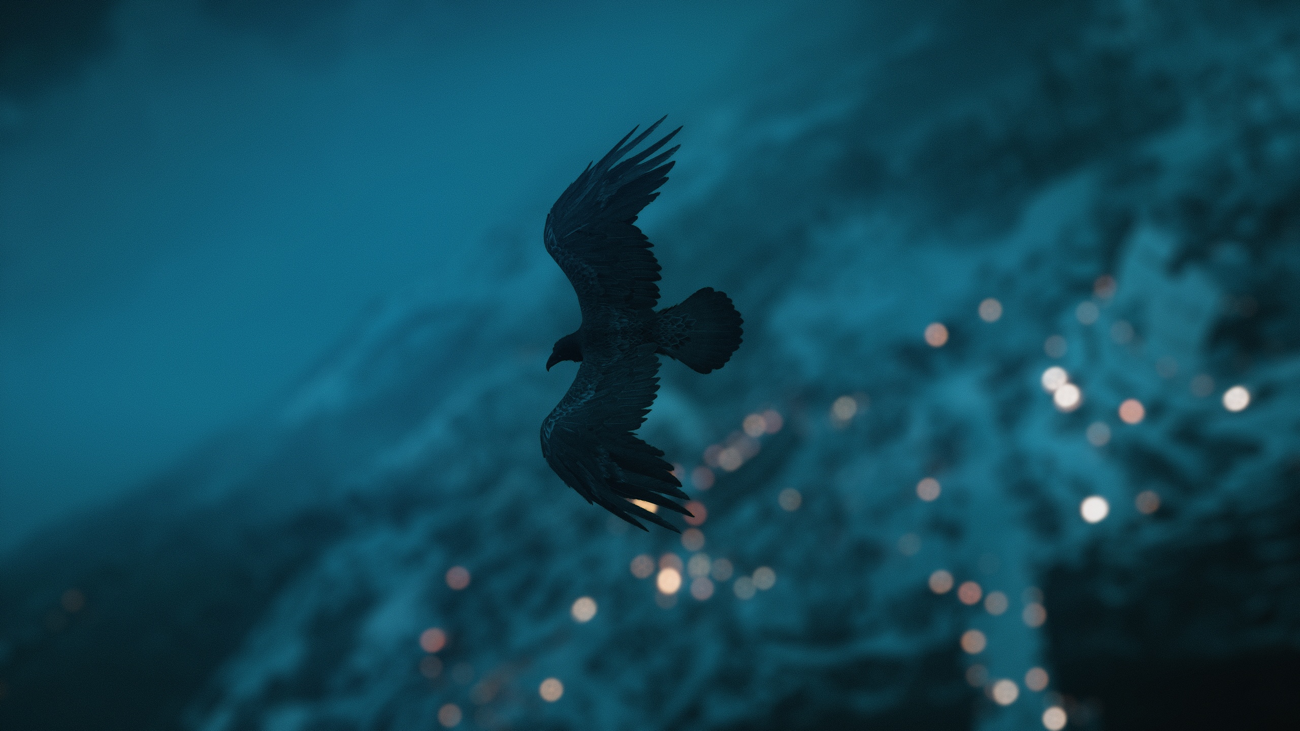 Raven flying over a landscape in Assassin's Creed Valhalla HD Wallpaper