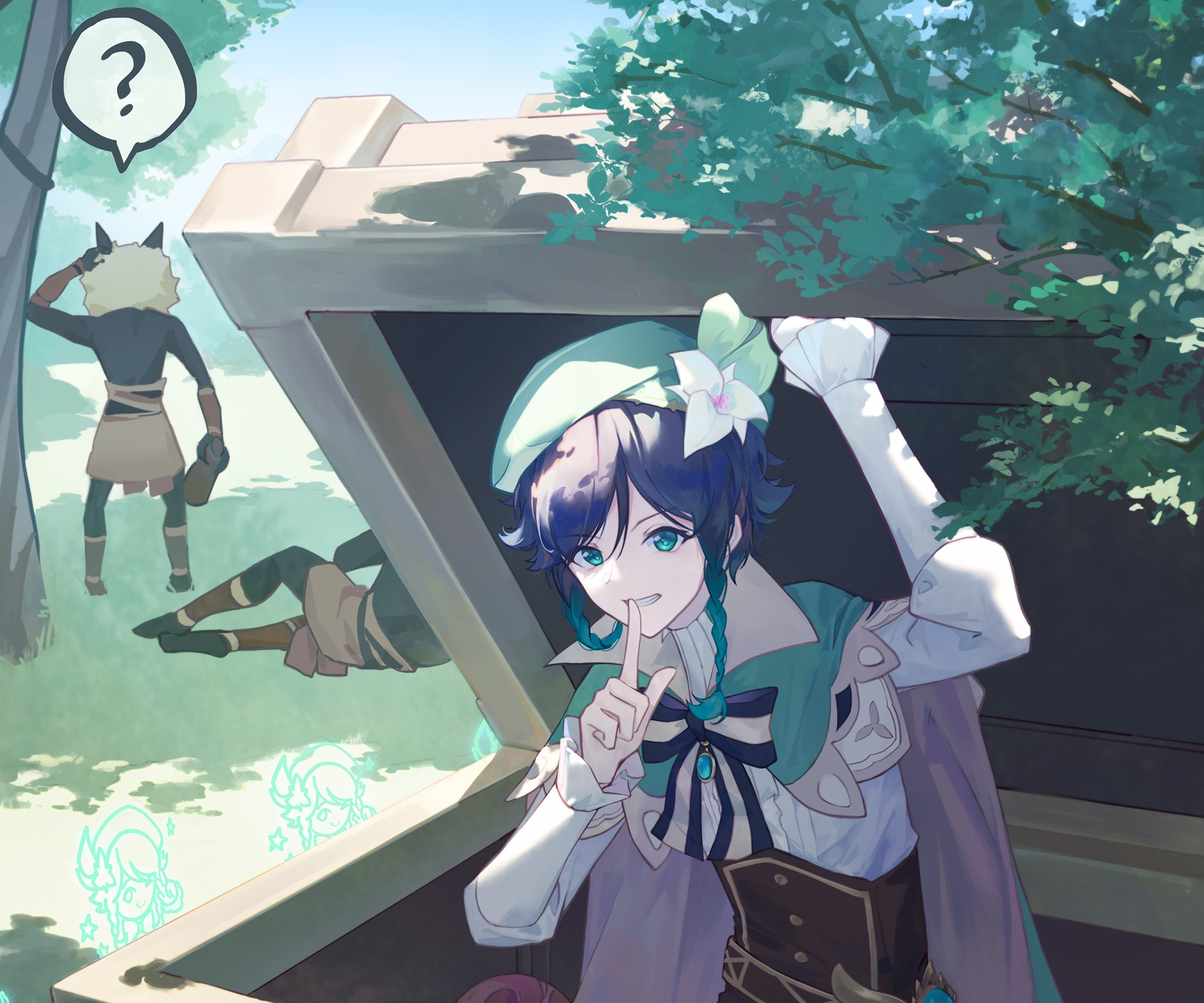 Venti and companions in Genshin Impact HD Wallpaper