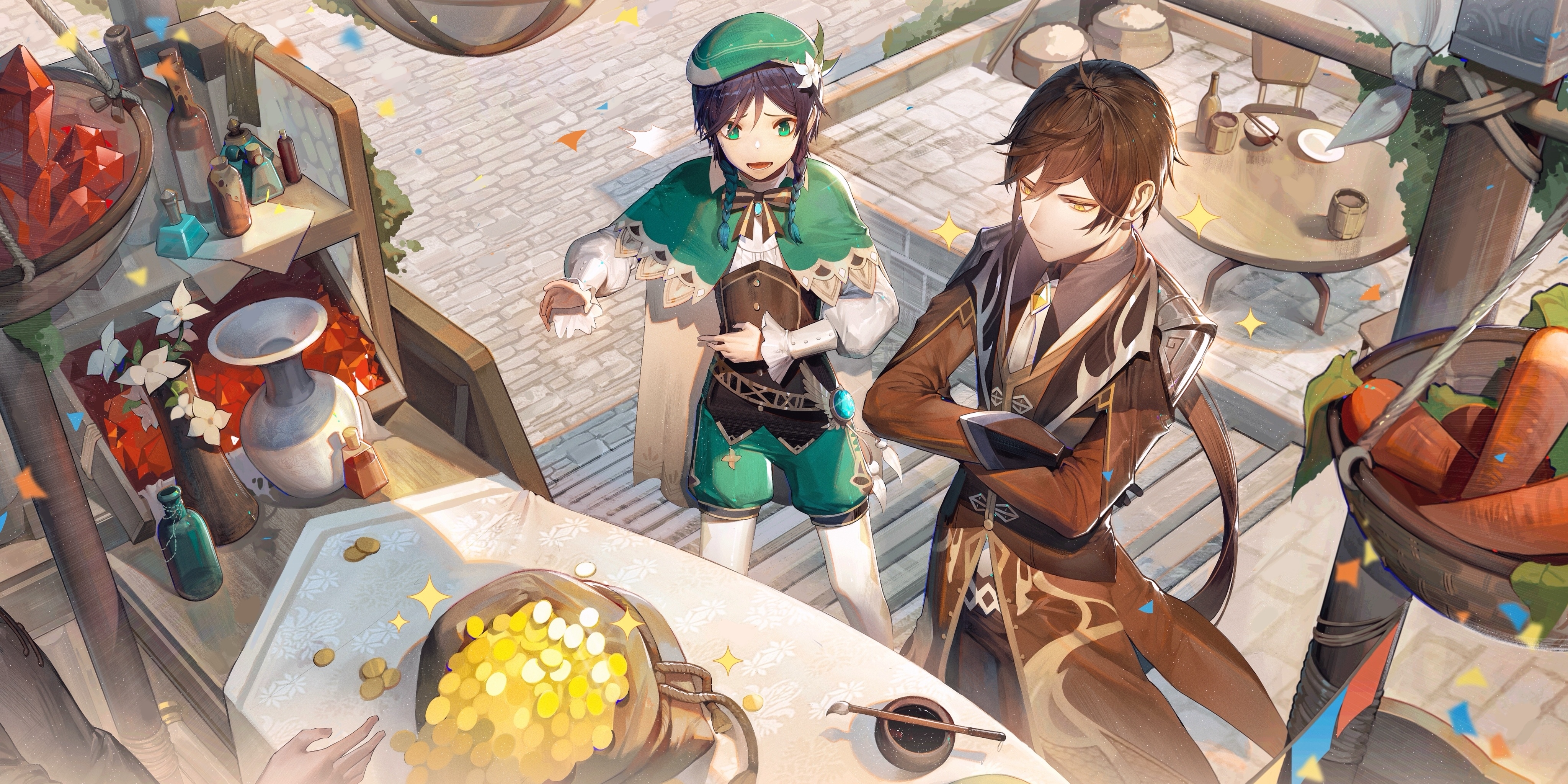 4K Genshin Impact Zhongli and Venti HD Wallpaper