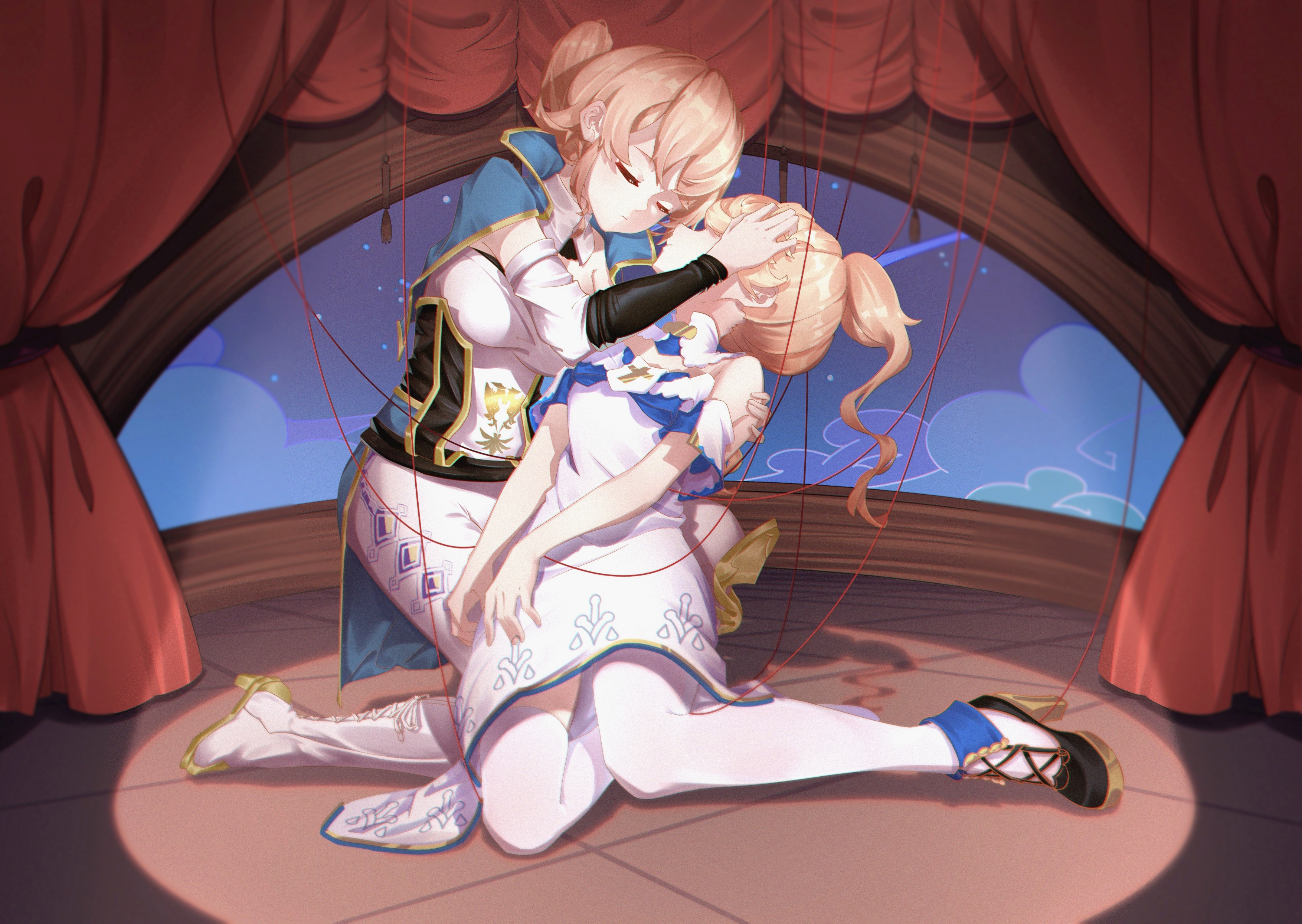 Genshin Impact: Jean and Barbara as Puppets HD Wallpaper