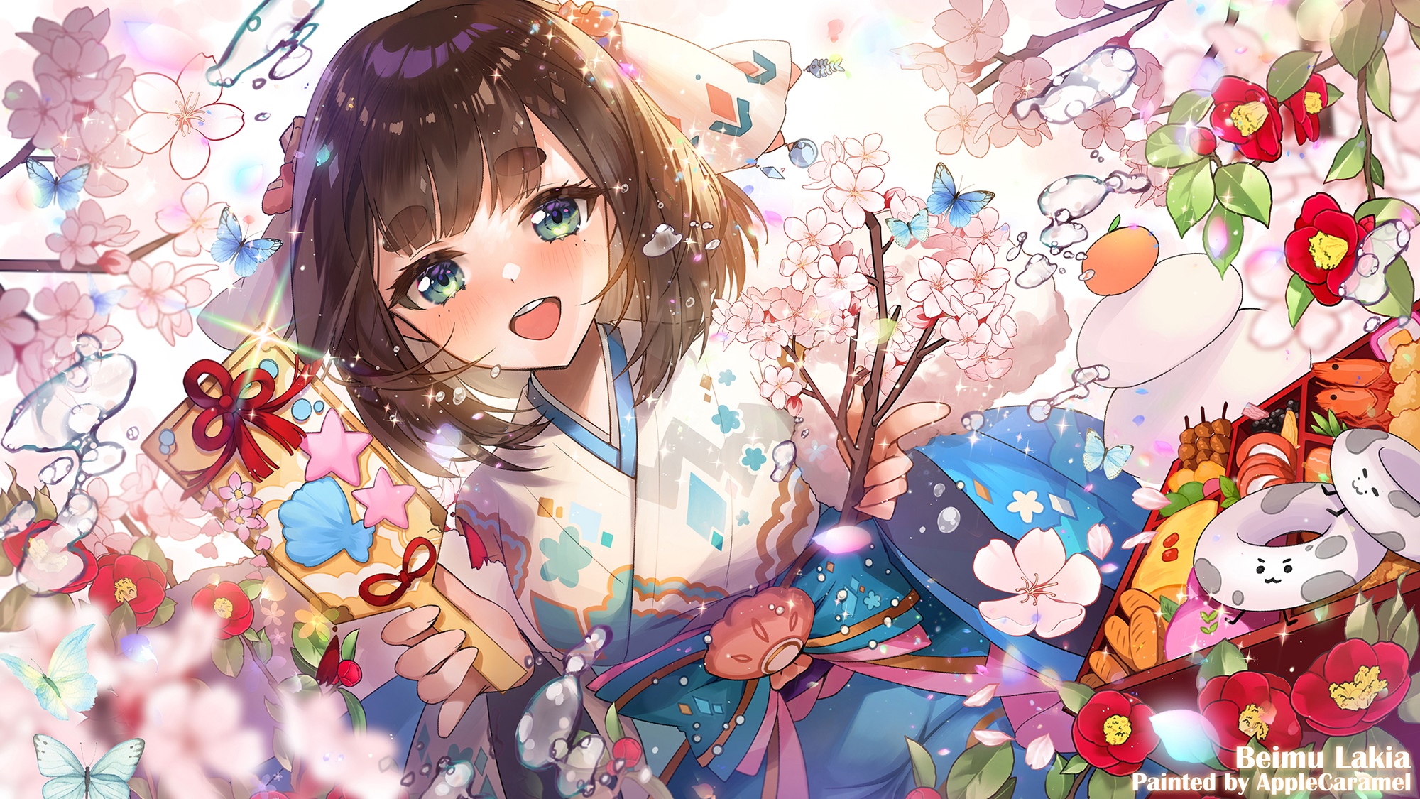 Beimu Lakia in Japanese Clothes with Cherry Blossoms HD Wallpaper