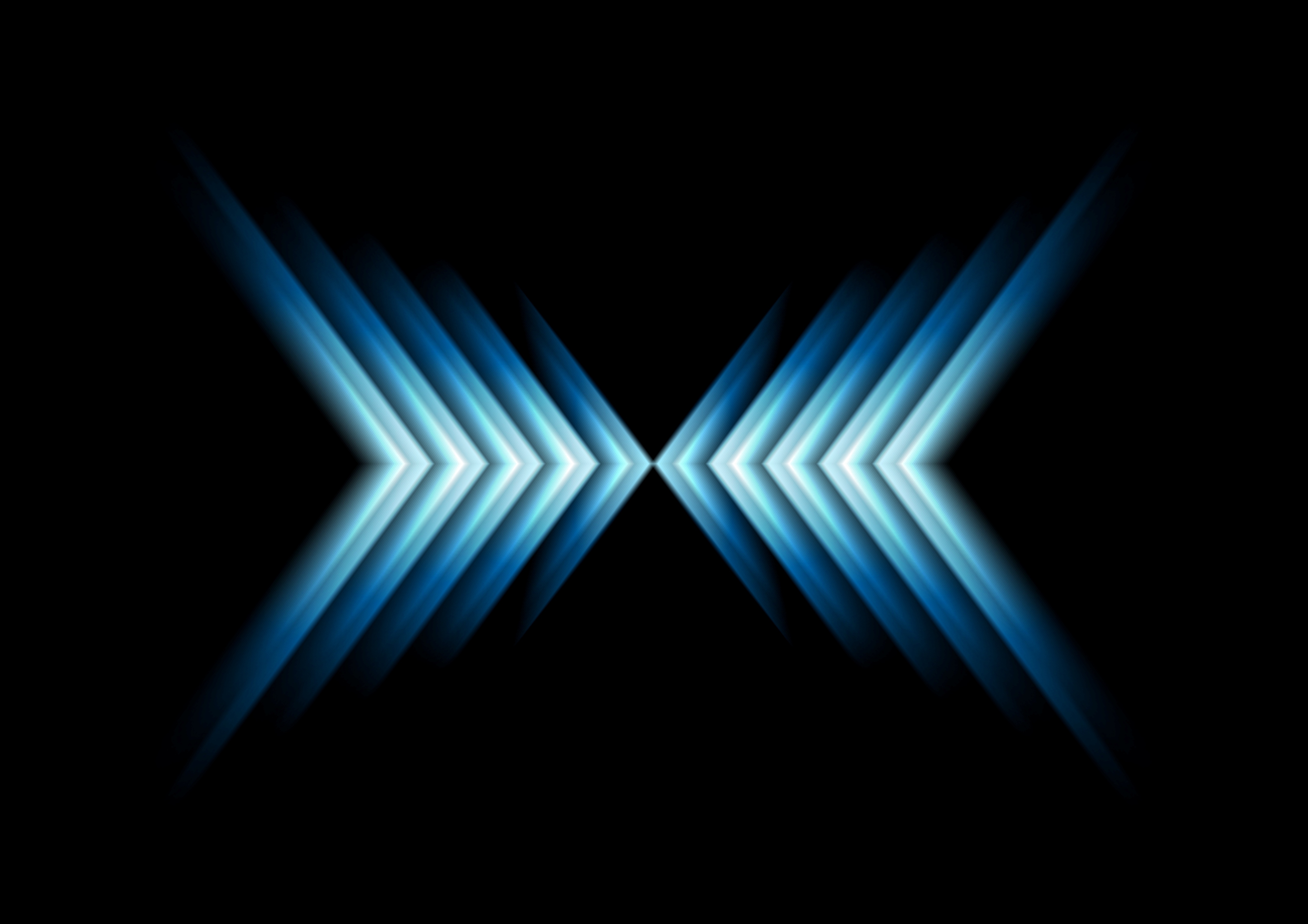 Abstract blue glowing arrows on black background HD Wallpaper
