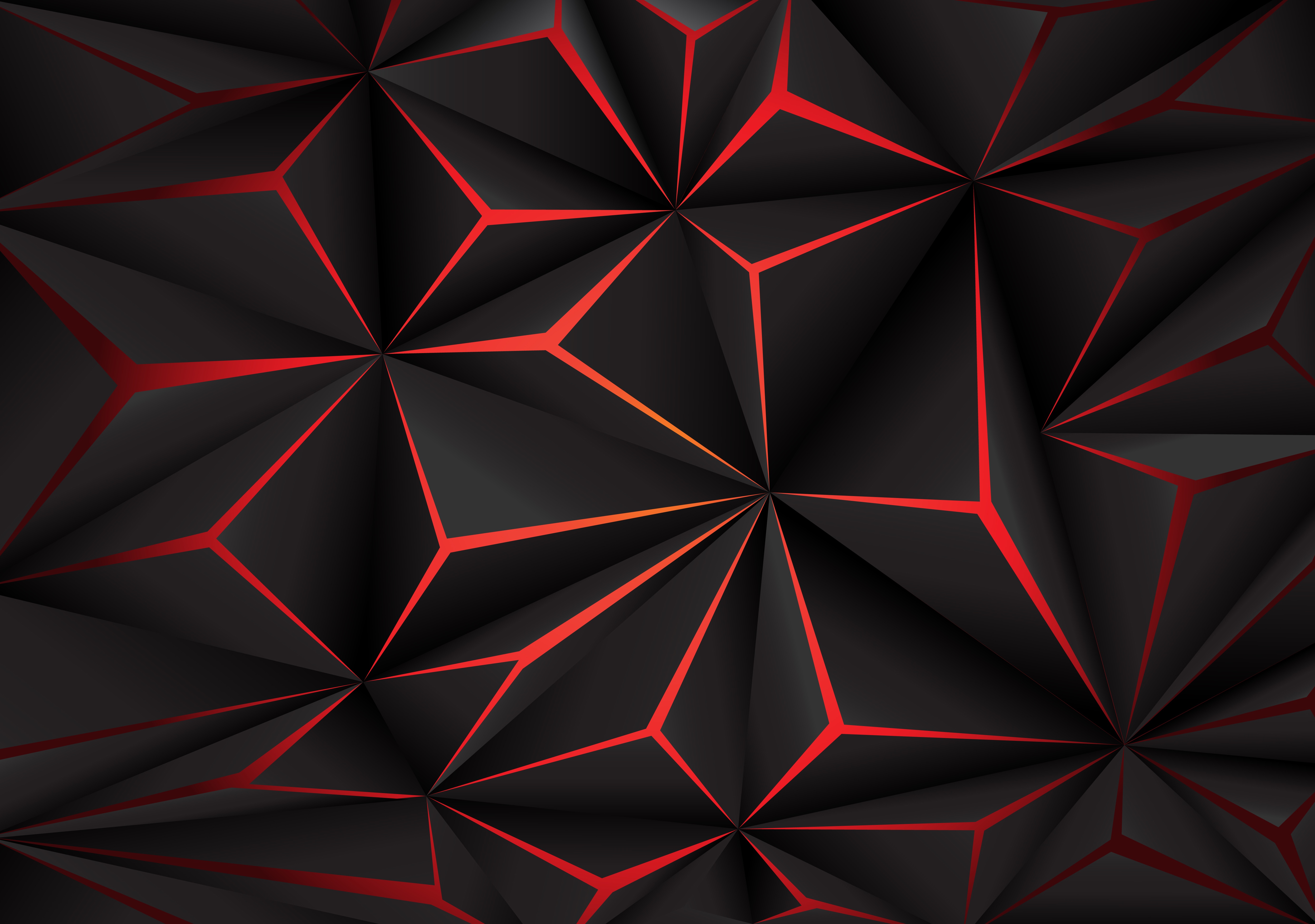 Abstract Geometric Pattern with Red Glowing Lines HD Wallpaper