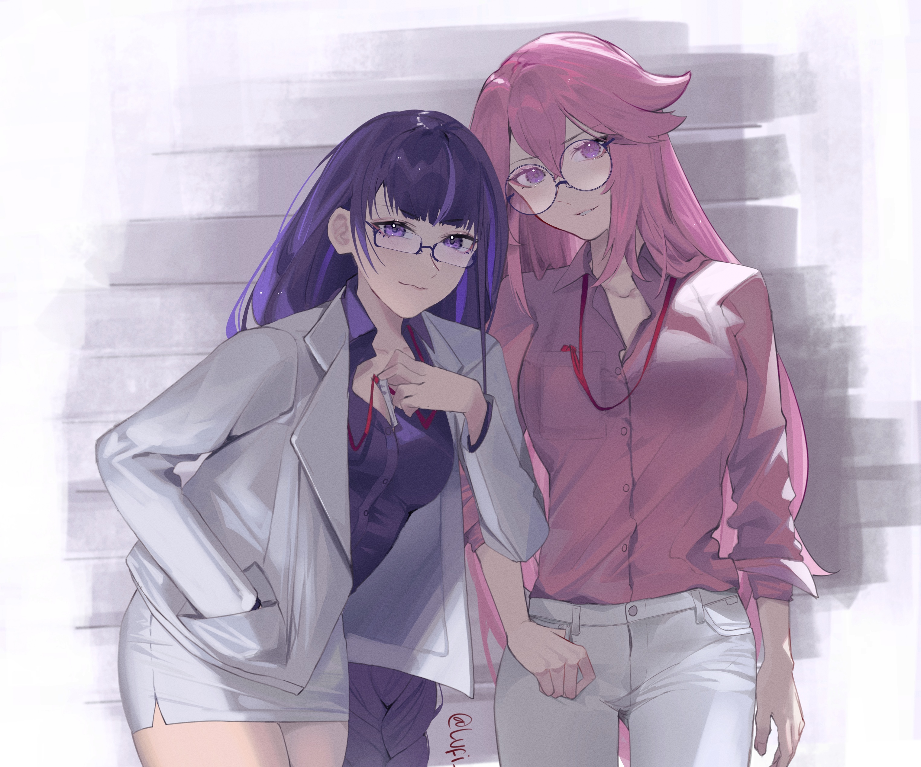 Genshin Impact anime girls with glasses HD Wallpaper