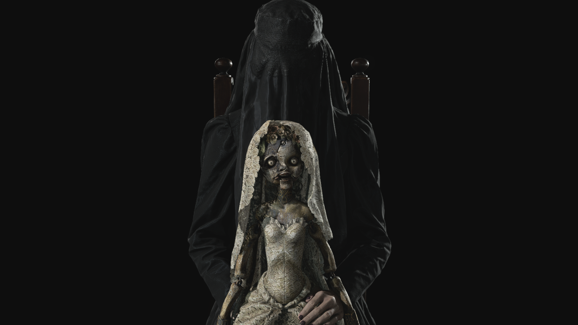 Donna Beneviento holding a doll in Resident Evil 8 HD Wallpaper