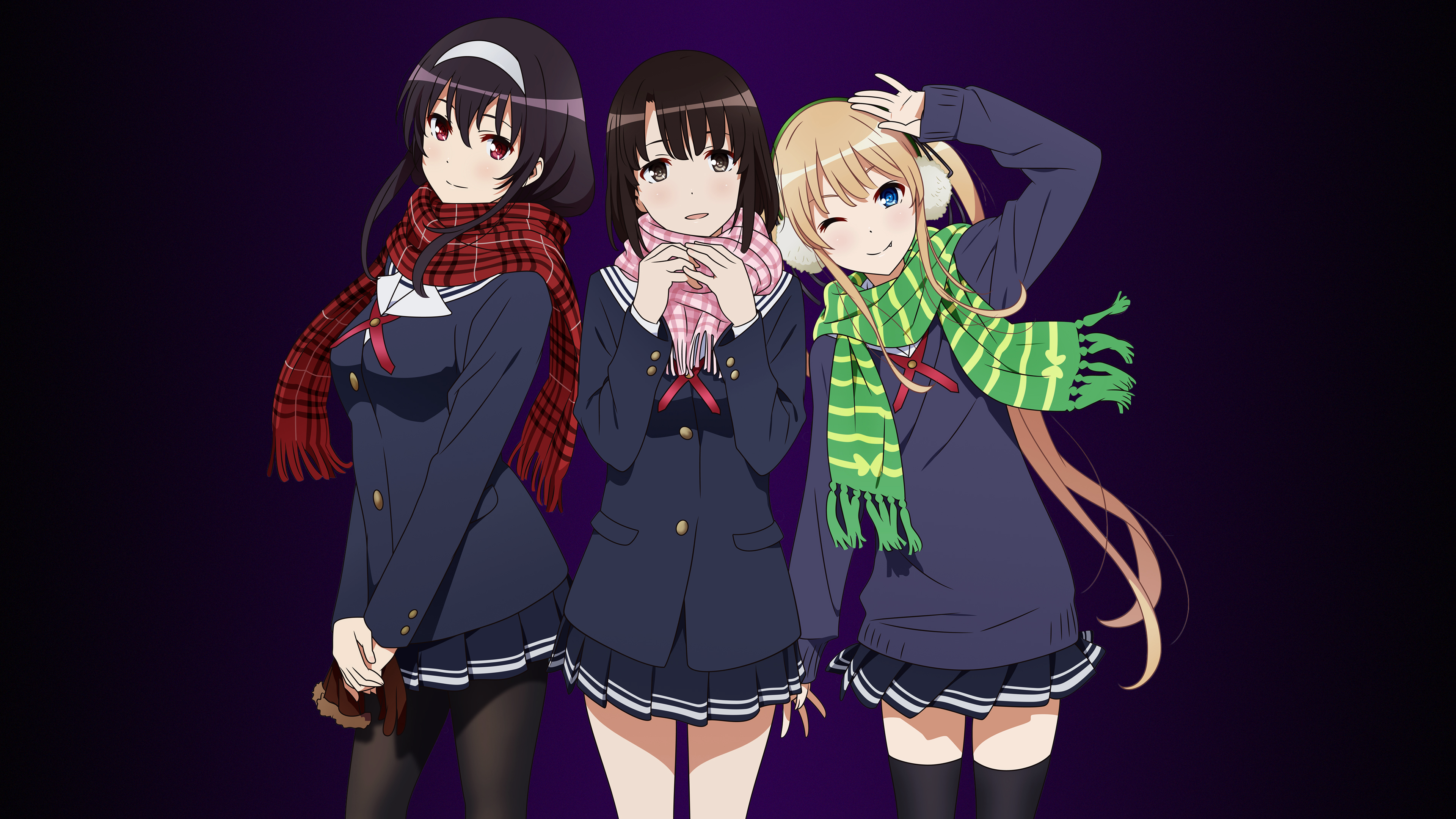4K Saenai Heroine no Sodatekata: Eriri, Utaha, and Megumi HD Wallpaper