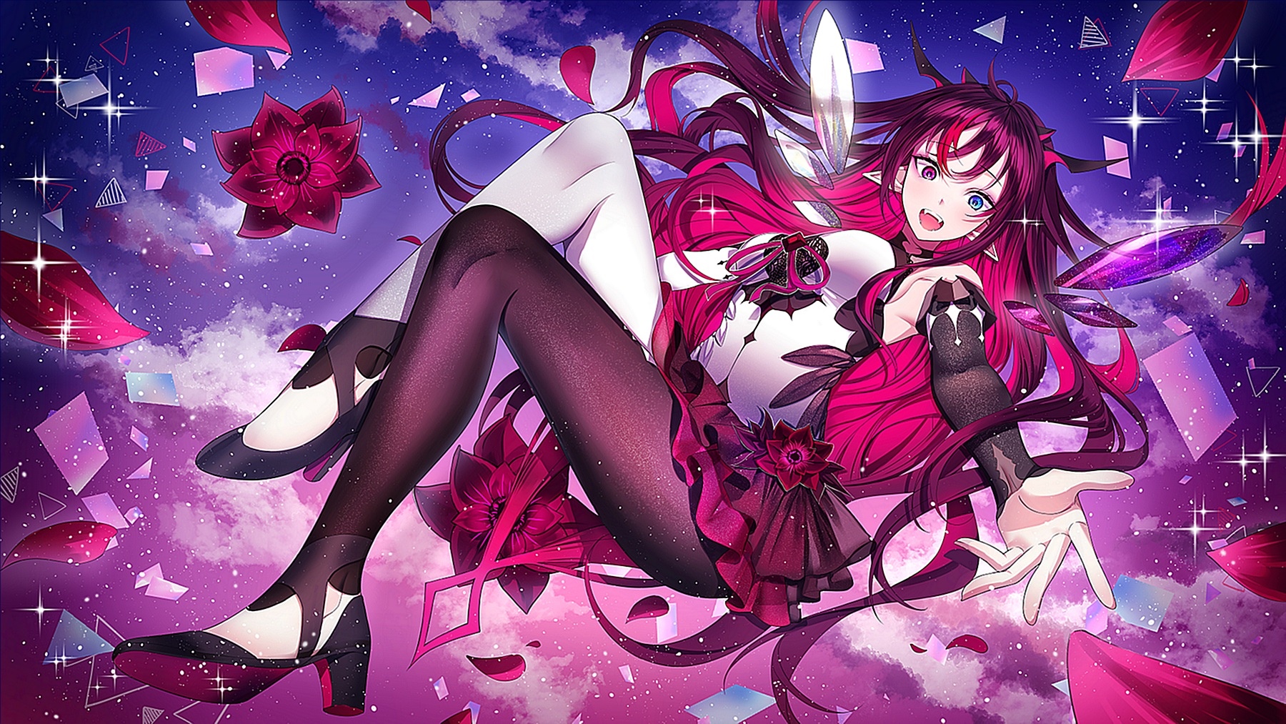 IRyS (Hololive) in a cosmic setting with flowers HD Wallpaper
