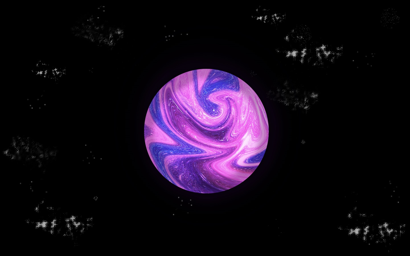 Abstract planet with swirling pink and blue colors in space HD Wallpaper